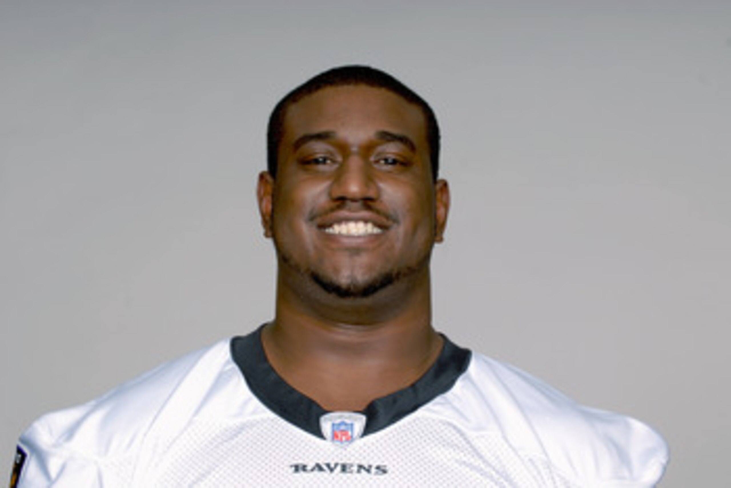 BALTIMORE, MD - CIRCA 2010:  In this handout image provided by the NFL , Jared Gaither of the Baltimore Ravens poses for his 2010 NFL headshot circa 2010 in Baltimore, Maryland.  ( Photo by NFL via Getty Images)