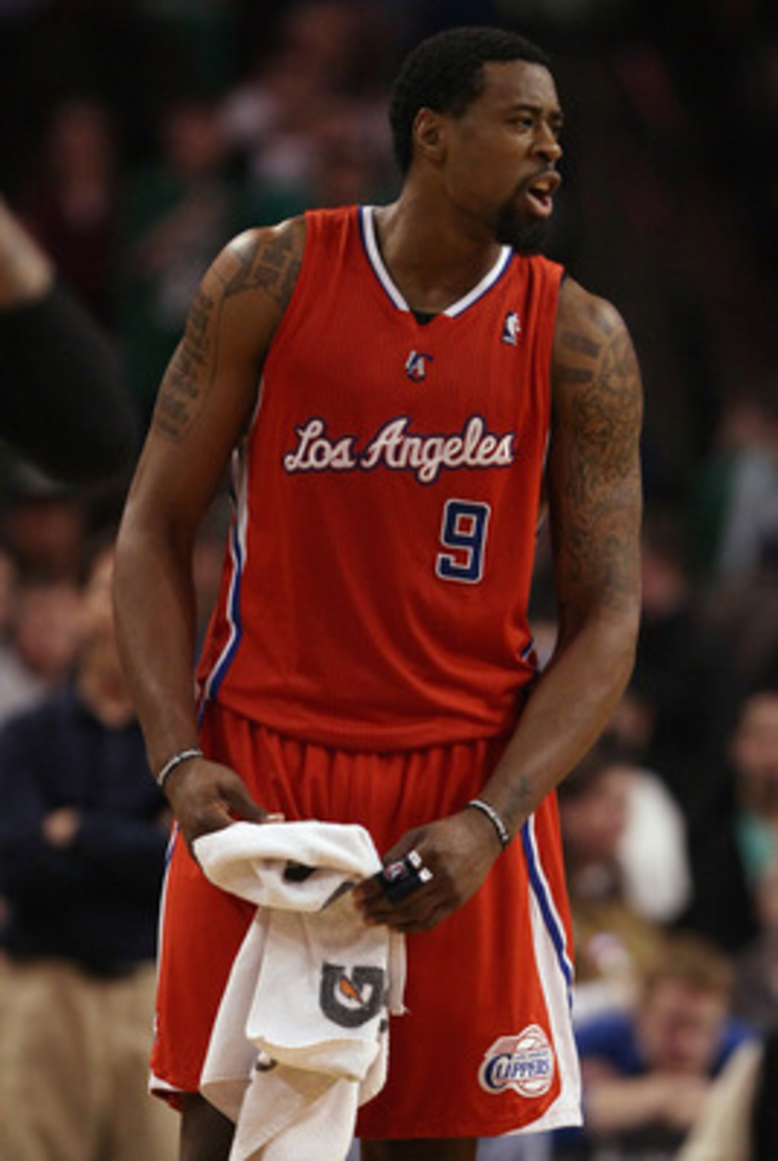 BOSTON, MA - MARCH 09: DeAndre Jordan #9 of the Los Angeles Clippers encourages his teammates during a time out in the final minutes of the game against the Boston Celtics on March 9, 2011 at the TD Garden in Boston, Massachusetts. The Los Angeles Clippe BOSTON, MA - MARCH 09: DeAndre Jordan #9 of the Los Angeles Clippers encourages his teammates during a time out in the final minutes of the game against the Boston Celtics on March 9, 2011 at the TD Garden in Boston, Massachusetts. The Los Angeles Clippe
