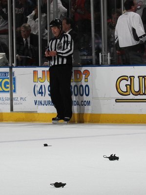SUNRISE, FL - JANUARY 26: Plastic rats hit the ice following a Florida Panthers victory over the Montreal Canadiens at the BankAtlantic Center on January 26, 2010 in Sunrise, Florida. (Photo by Bruce Bennett/Getty Images)