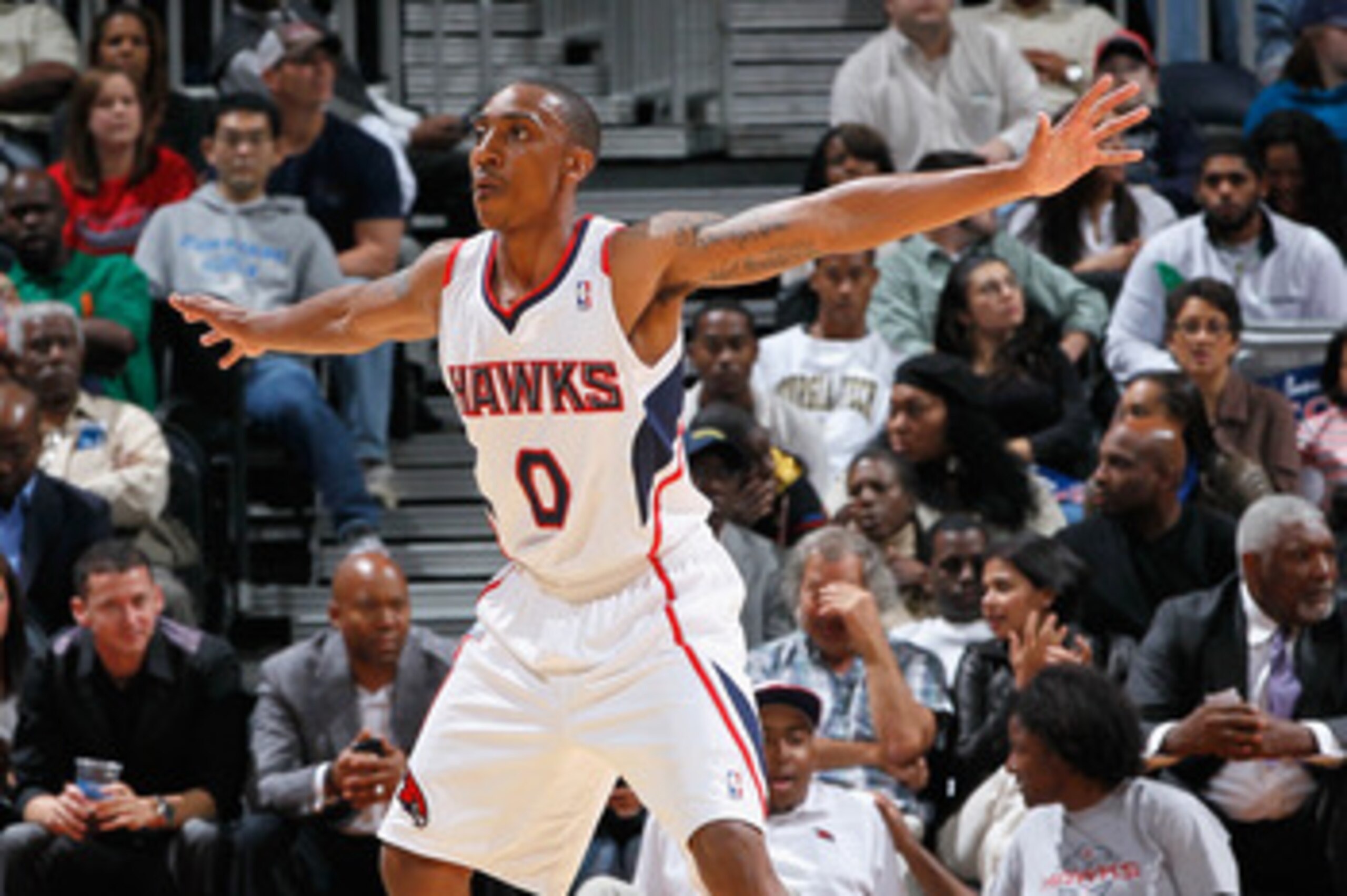 ATLANTA - NOVEMBER 12: Jeff Teague #0 of the Atlanta Hawks against the Utah Jazz at Philips Arena on November 12, 2010 in Atlanta, Georgia. NOTE TO USER: User expressly acknowledges and agrees that, by downloading and/or using this Photograph, User is c ATLANTA - NOVEMBER 12: Jeff Teague #0 of the Atlanta Hawks against the Utah Jazz at Philips Arena on November 12, 2010 in Atlanta, Georgia. NOTE TO USER: User expressly acknowledges and agrees that, by downloading and/or using this Photograph, User is c