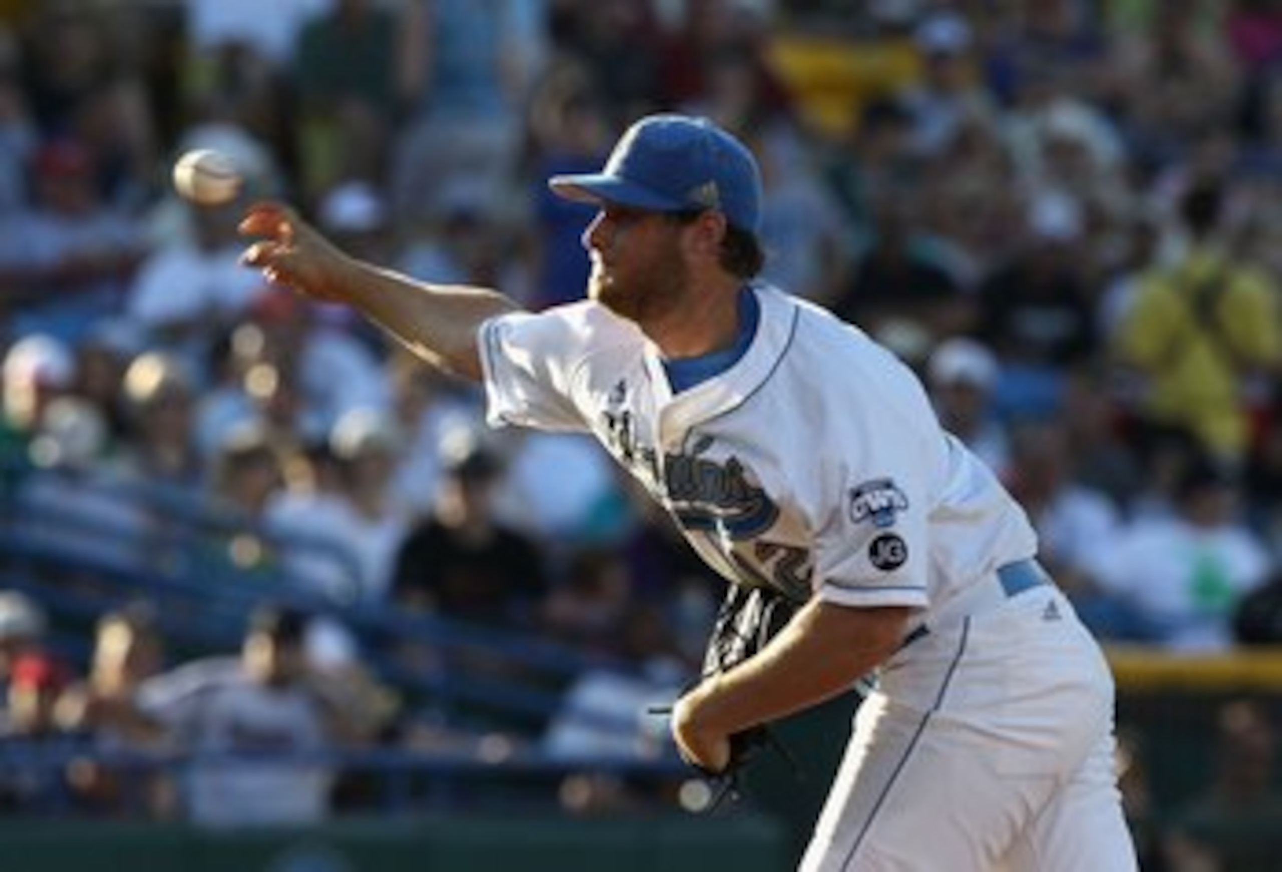 OMAHA, NE - JUNE 28:  Starting pitcher Gerrit Cole #12 of the UCLA Bruins pitches against the South Carolina Gamecocks during game 1 of the men's 2010 NCAA College Baseball World Series at Rosenblatt Stadium on June 28, 2010 in Omaha, Nebraska. The Gameco