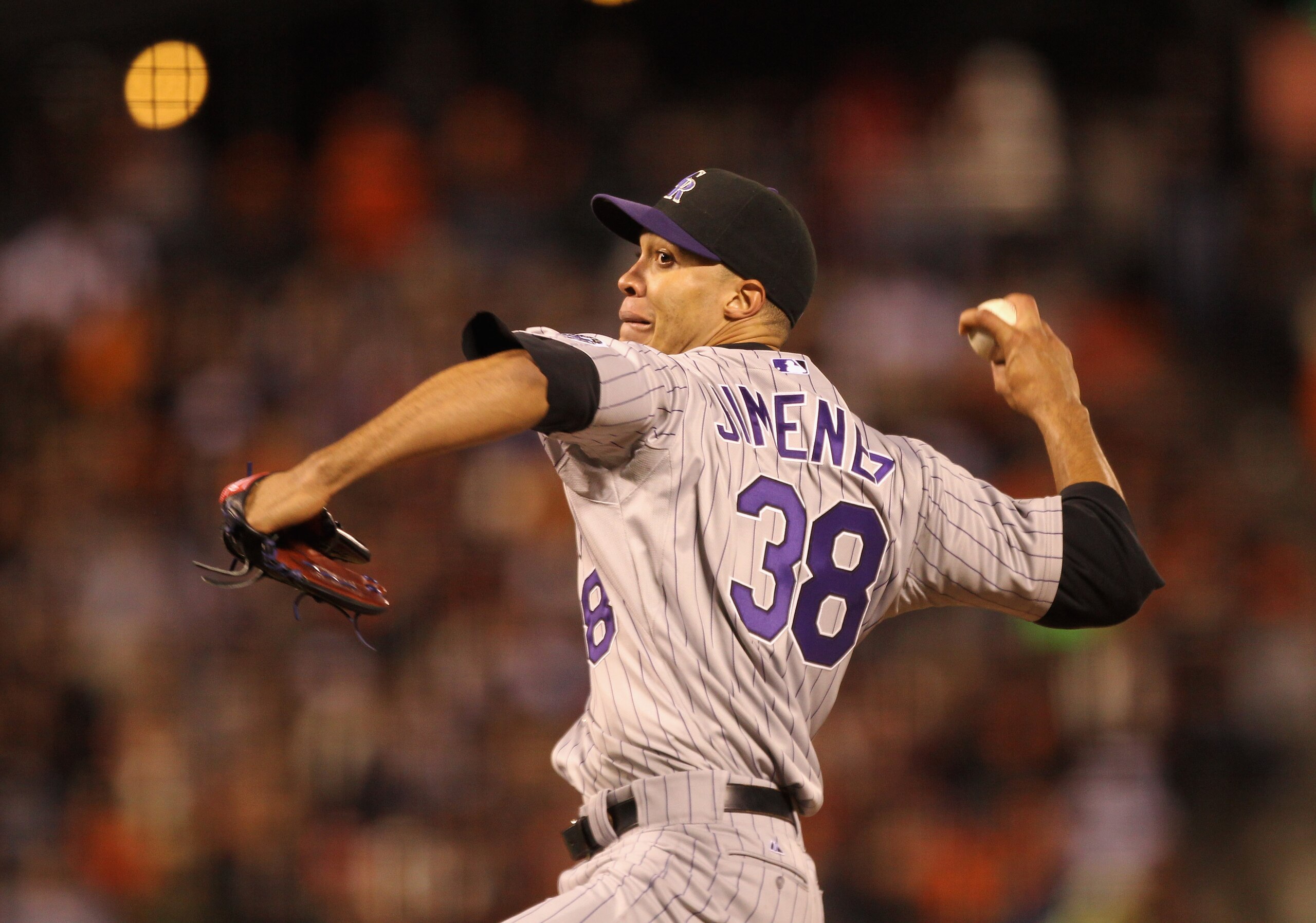 SAN FRANCISCO, CA - MAY 06:  Ubaldo Jimenez #38 of the Colorado Rockies in action against the San Francisco Giants at AT&T Park on May 6, 2011 in San Francisco, California.  (Photo by Ezra Shaw/Getty Images)