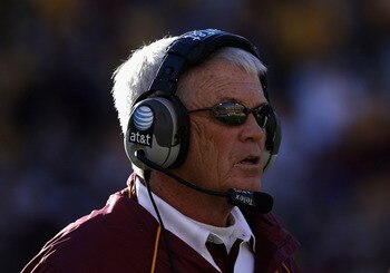 TEMPE, AZ - NOVEMBER 26:  Head coach Dennis Erickson of the Arizona State Sun Devils watches from the sidelines during the college football game against the UCLA Bruins at Sun Devil Stadium on November 26, 2010 in Tempe, Arizona.  (Photo by Christian Pete