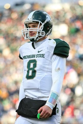 STATE COLLEGE, PA - NOVEMBER 27: Quarterback Kirk Cousins #8 of the Michigan State Spartans walks to the sideline during a game against the Penn State Nittany Lions on November 27, 2010 at Beaver Stadium in State College, Pennsylvania. The Spartans won 28