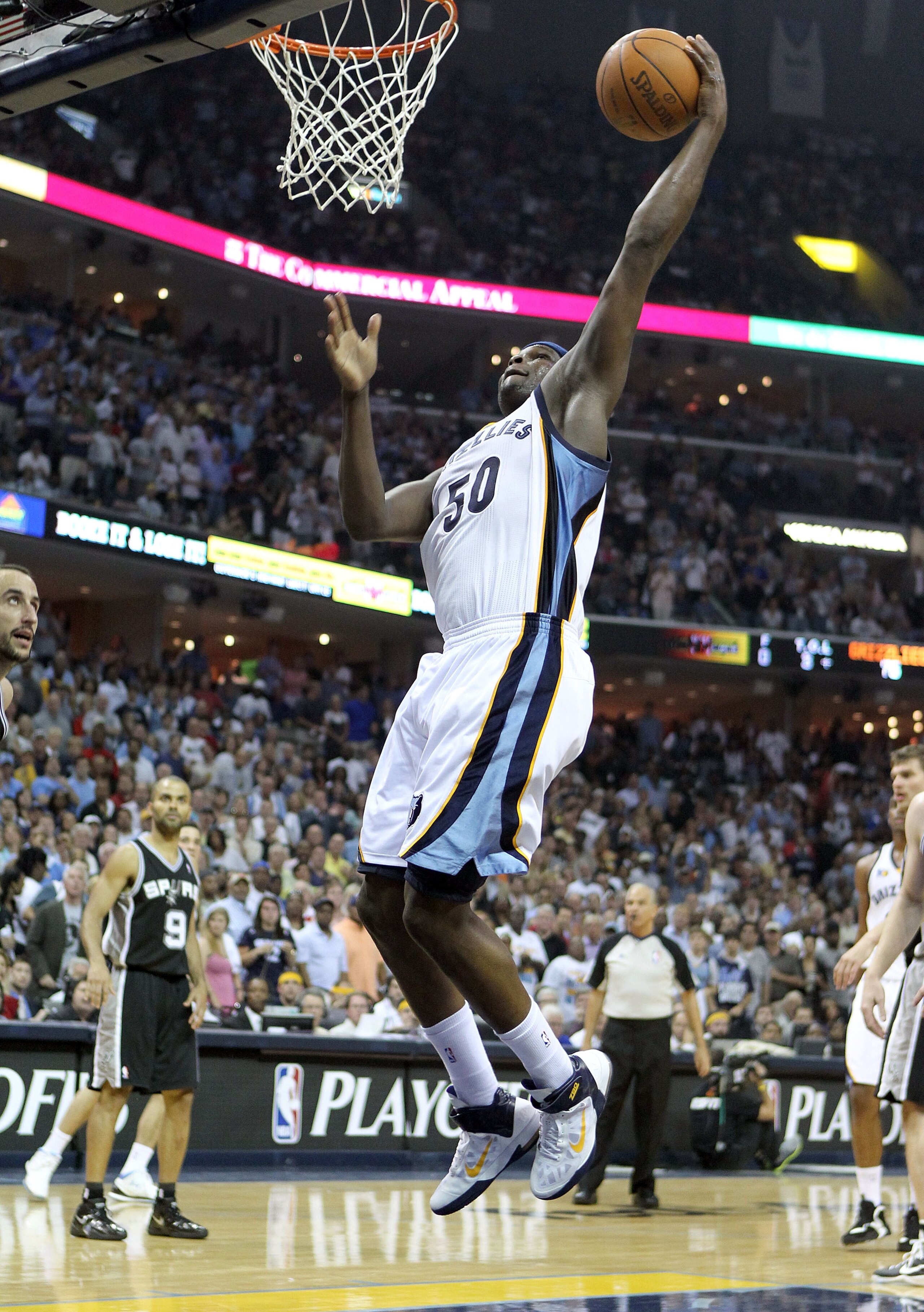 MEMPHIS, TN - APRIL 29:  Zach Randolph #50 of the Memphis Grizzlies shoots the ball in the Grizzlies  99-91 win over the San Antonio Spurs in Game Six of the Western Conference Quarterfinals in the 2011 NBA Playoffs at FedExForum on April 29, 2011 in Memp