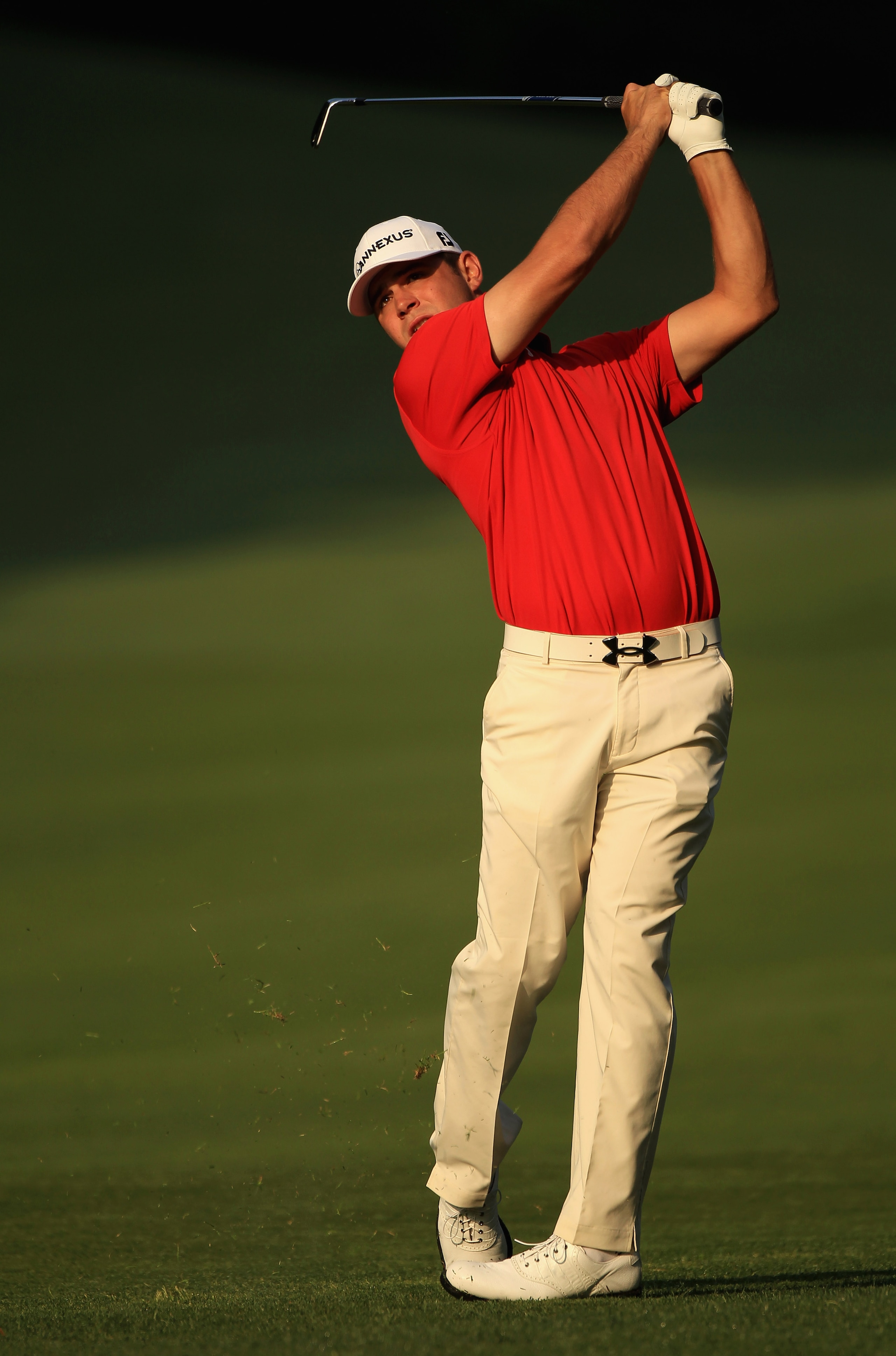 CHARLOTTE, NC - MAY 06:  Gary Woodland hits a shot on the 12th hole during the second round of the Wells Fargo Championship at Quail Hollow Club on May 6, 2011 in Charlotte, North Carolina.  (Photo by Streeter Lecka/Getty Images)