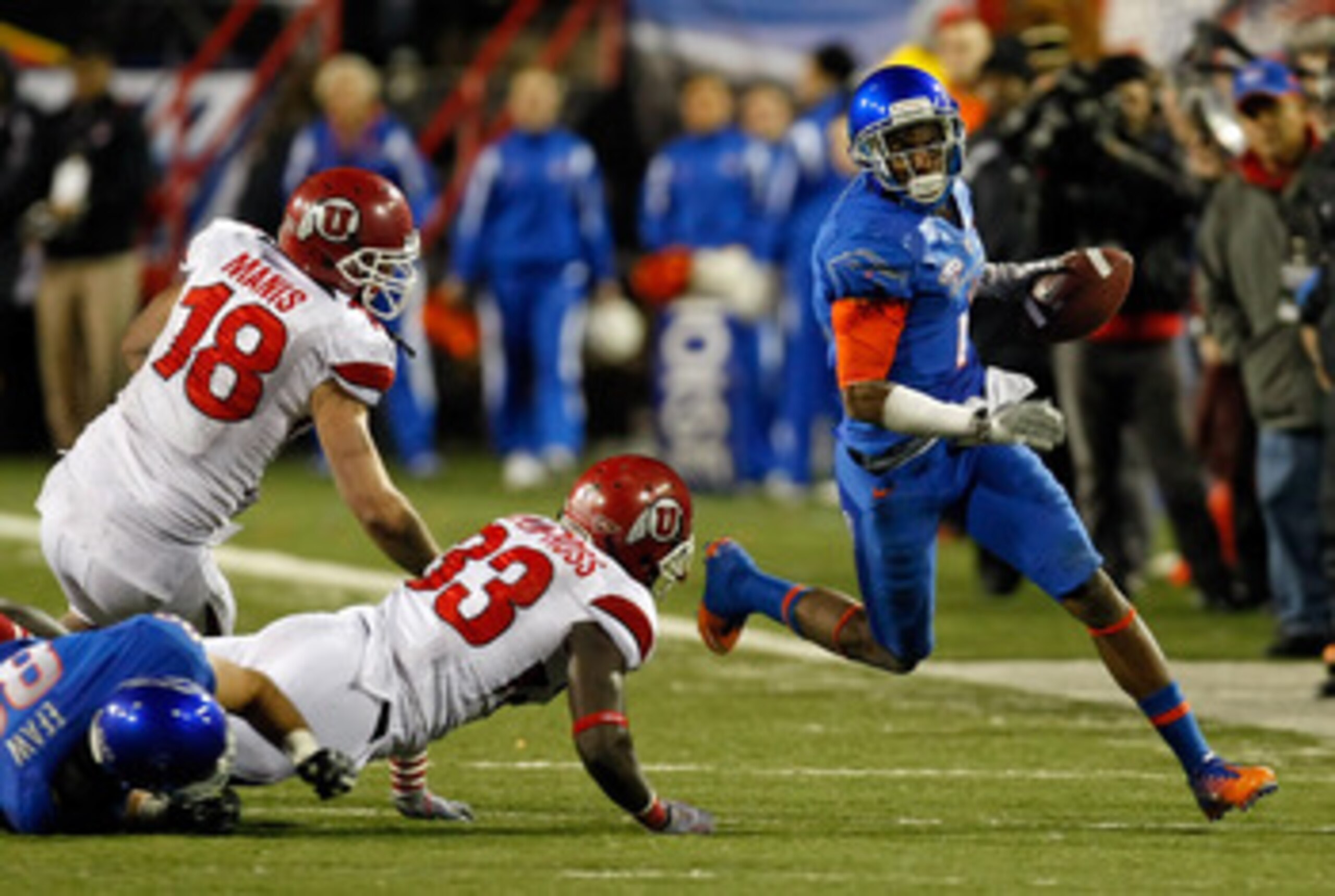 LAS VEGAS - NOVEMBER 18:  Sidney Hodge #23 of the UNLV Rebels breaks up a pass to Zack Kauth #85 of the Air Force Falcons during their game at Sam Boyd Stadium November 18, 2010 in Las Vegas, Nevada. Air Force won 35-20.  (Photo by Ethan Miller/Getty Imag