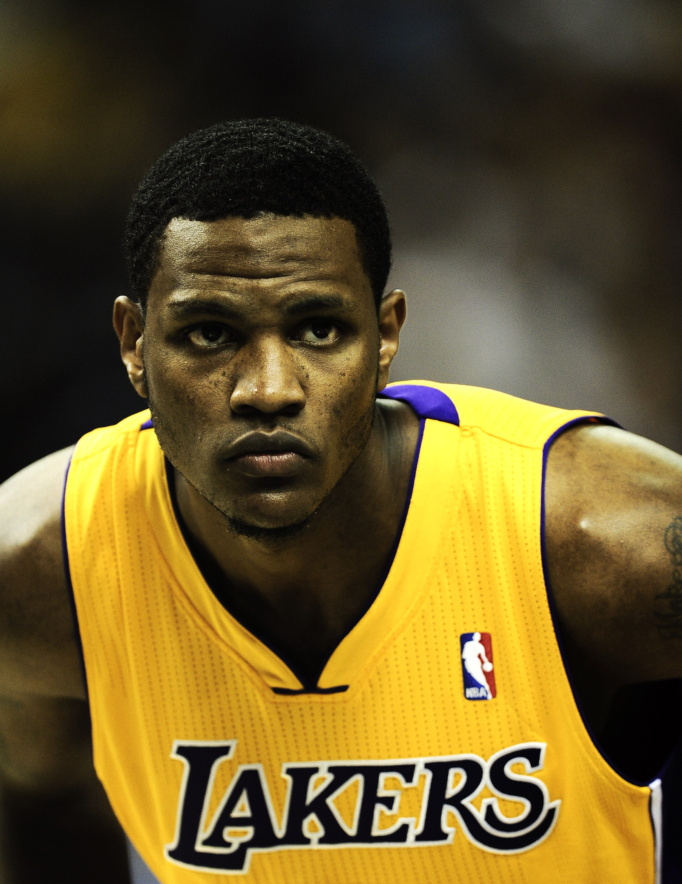 BARCELONA, SPAIN - OCTOBER 07:  Devin Ebanks #3 of the Los Angeles Lakers looks on during the NBA Europe Live match between Los Angeles Lakers and Regal FC Barcelona at the at Palau Blaugrana on October 7, 2010 in Barcelona, Spain.  (Photo by David Ramos/
