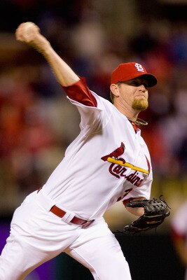 ST. LOUIS - APRIL 26: Relief pitcher Ryan Franklin #31 of the St. Louis Cardinals throws against the Atlanta Braves at Busch Stadium on April 26, 2010 in St. Louis, Missouri.  The Cardinals beat the Braves 4-3.  (Photo by Dilip Vishwanat/Getty Images)