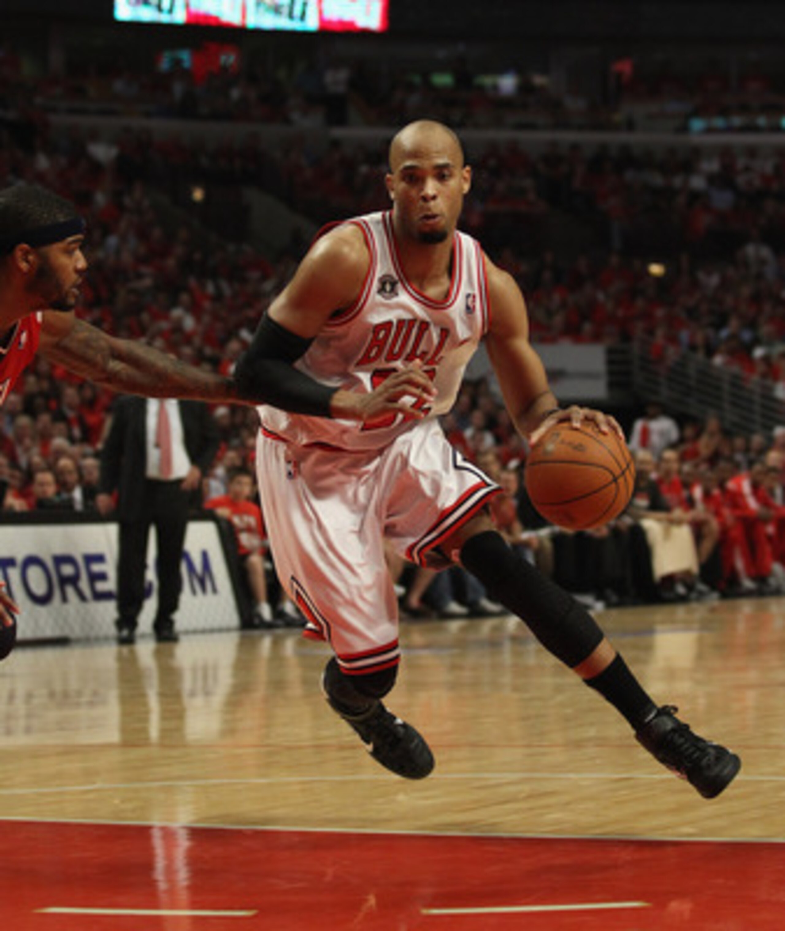 CHICAGO, IL - MAY 10: Taj Gibson #22 of the Chicago Bulls drives through the lane against the Atlanta Hawks in Game Five of the Eastern Conference Semifinals in the 2011 NBA Playoffs at the United Center on May 10, 2011 in Chicago, Illinois. The Bulls def