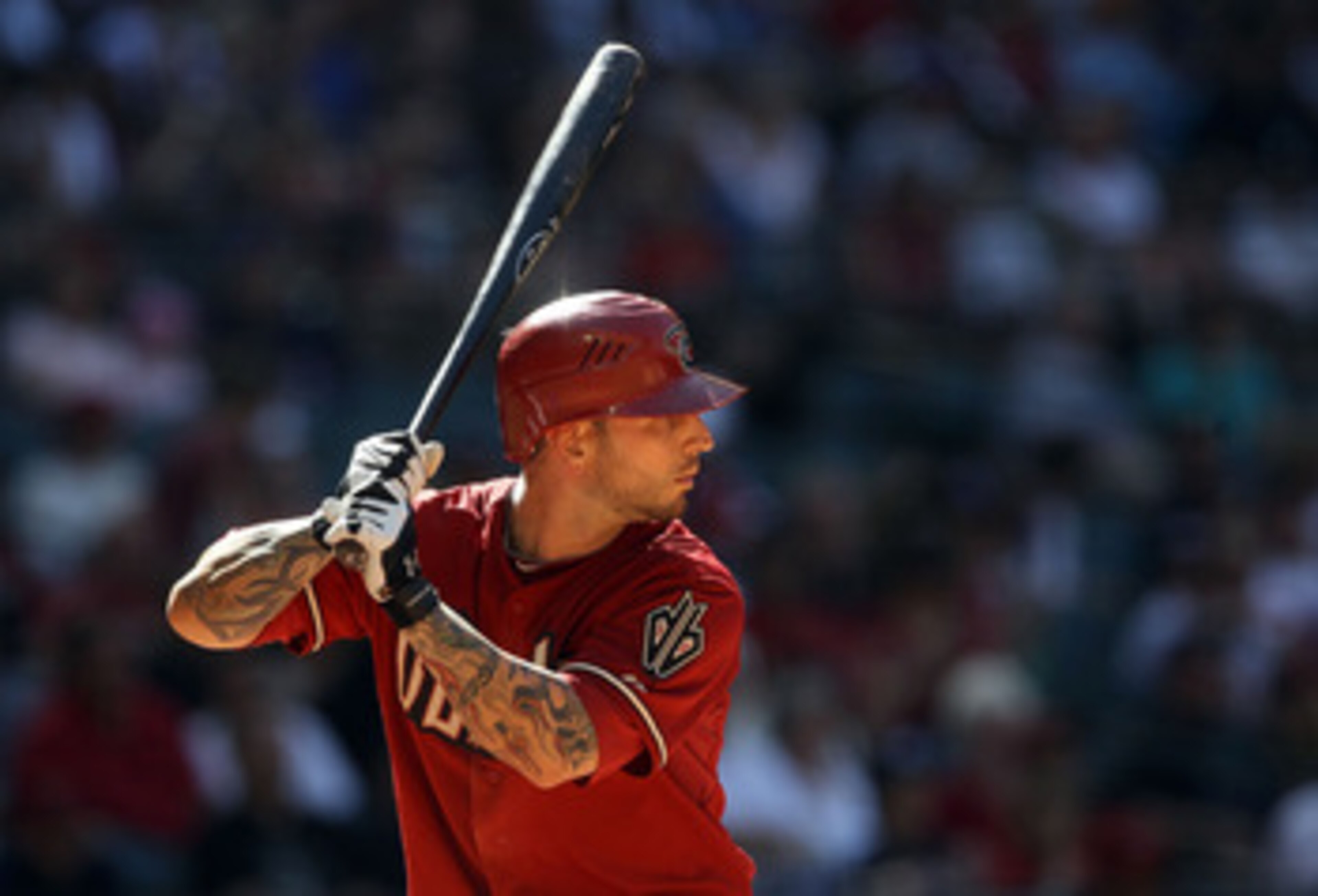 PHOENIX, AZ - MAY 01:  Ryan Roberts #14 of the Arizona Diamondbacks bats against the Chicago Cubs during the Major League Baseball game at Chase Field on May 1, 2011 in Phoenix, Arizona.  The Diamondbacks defeated the Cubs 4-3.  (Photo by Christian Peters