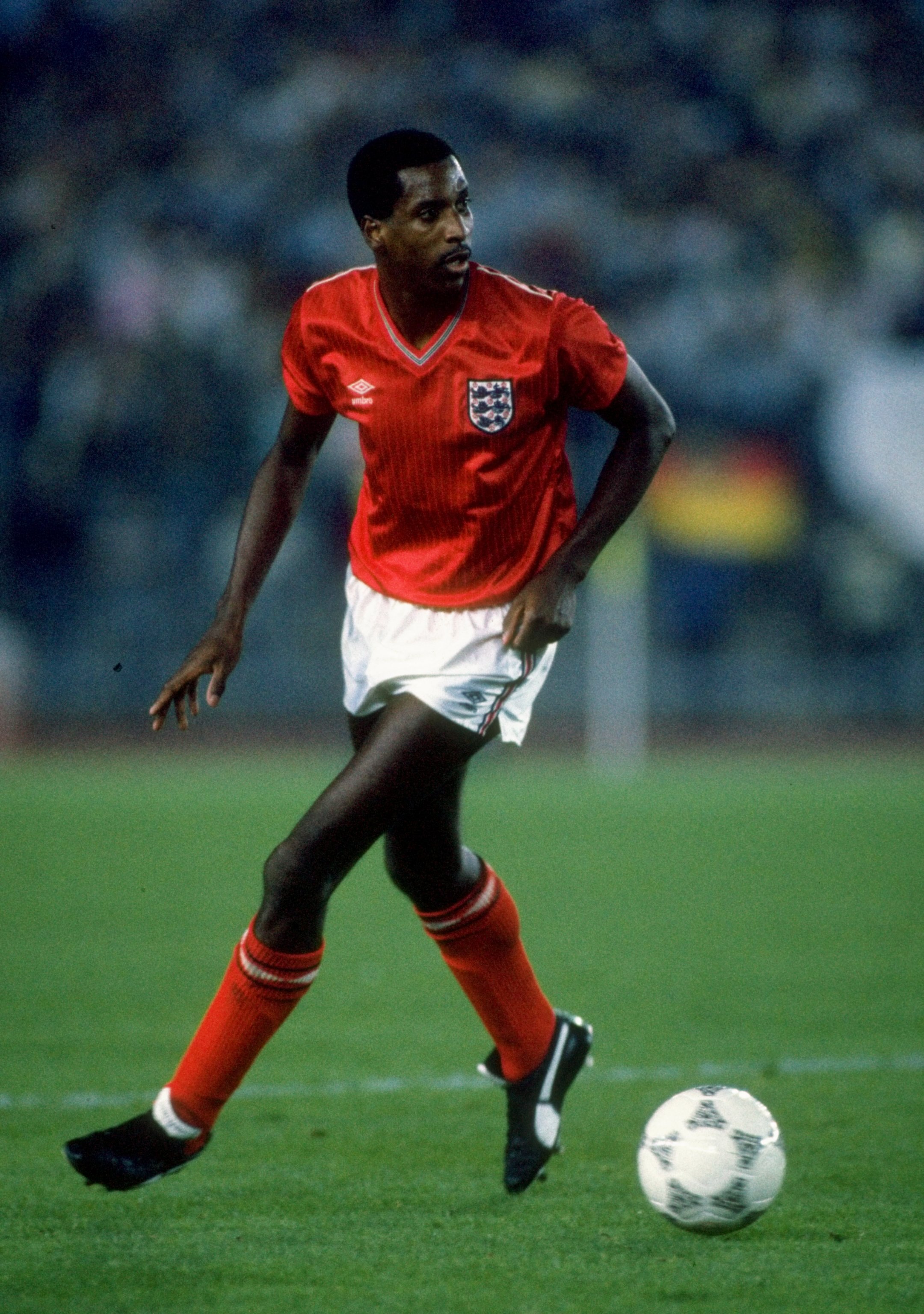 1 Jan 1985:  Viv Anderson of England in action during the international match against West Germany played in Germany.  West Germany won the match 3-1. \ Mandatory Credit: David  Cannon/Allsport