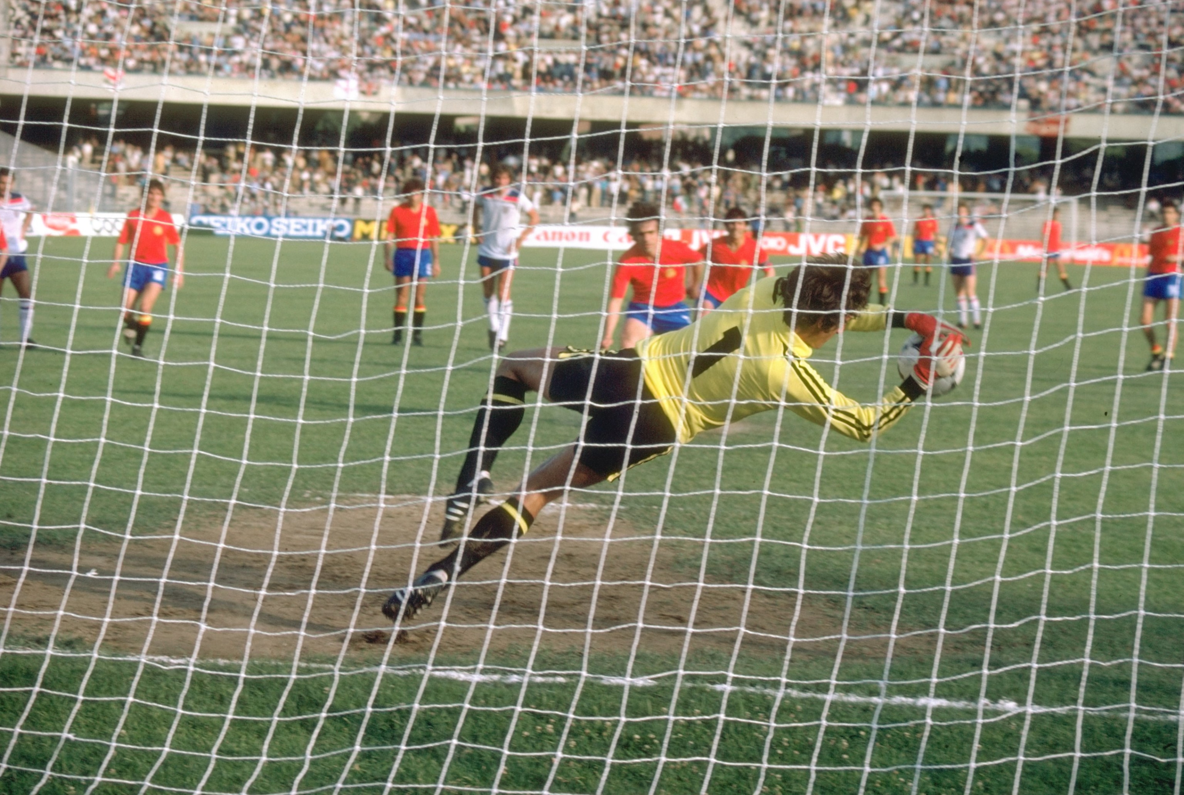 18 Jun 1980: England Goalkeeper Ray Clemence saves a penalty during the European Championship match against Spain in Naples, Italy. England won the match 2-1. \ Mandatory Credit: Steve Powell/Allsport 18 Jun 1980: England Goalkeeper Ray Clemence saves a penalty during the European Championship match against Spain in Naples, Italy. England won the match 2-1. \ Mandatory Credit: Steve Powell/Allsport