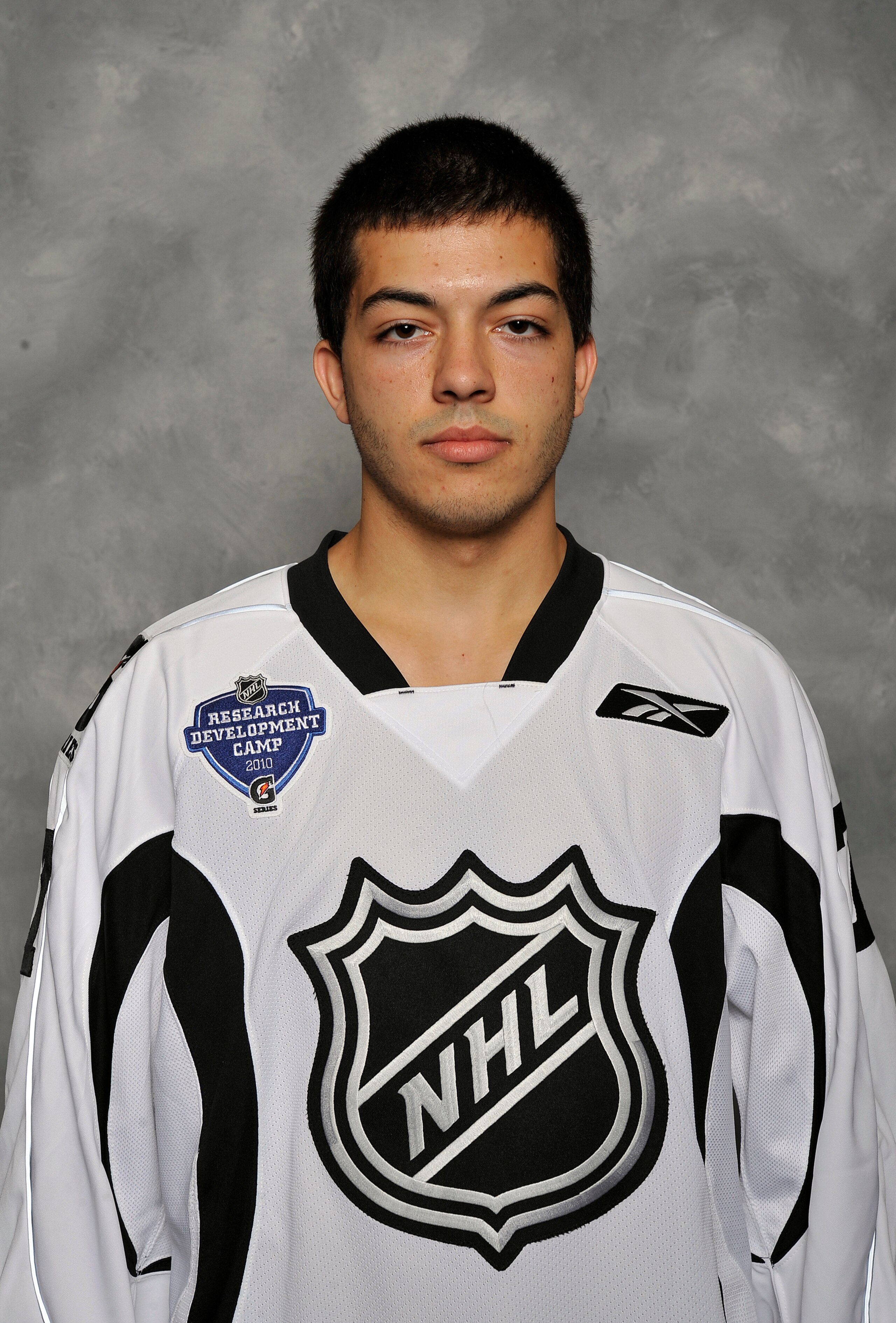 TORONTO - AUGUST 17: Robbie Russo poses for a portrait during the 2010 NHL Research, development and orientation camp at the Mastercard Centre for Hockey Excellence August 17, 2010 in Toronto, Ontario, Canada. (Photo by Graig Abel/Getty Images)