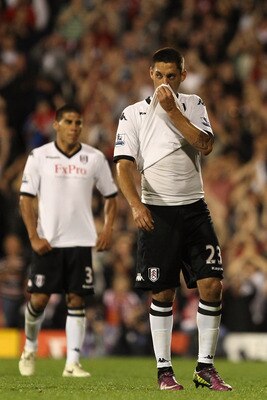 LONDON, ENGLAND - MAY 09:  Clint Dempsey of Fulham reacts during the Barclays Premier League match between Fulham and Liverpool at Craven Cottage on May 9, 2011 in London, England.  (Photo by Scott Heavey/Getty Images)