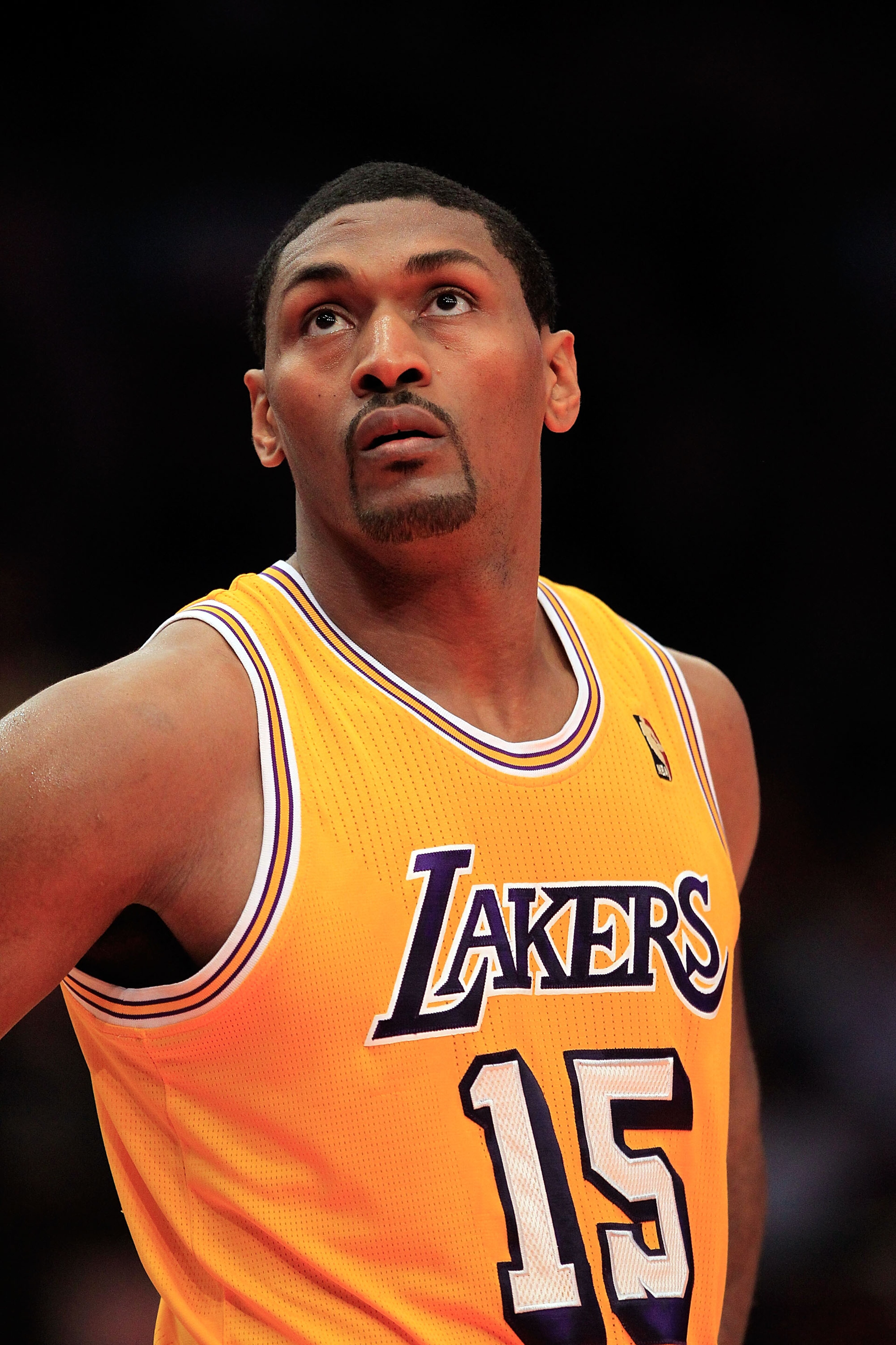 NEW YORK, NY - FEBRUARY 11: Ron Artest #15 of the Los Angeles Lakers on the court against the New York Knicks at Madison Square Garden on February 11, 2011 in New York City. NOTE TO USER: User expressly acknowledges and agrees that, by downloading and/or NEW YORK, NY - FEBRUARY 11: Ron Artest #15 of the Los Angeles Lakers on the court against the New York Knicks at Madison Square Garden on February 11, 2011 in New York City. NOTE TO USER: User expressly acknowledges and agrees that, by downloading and/or