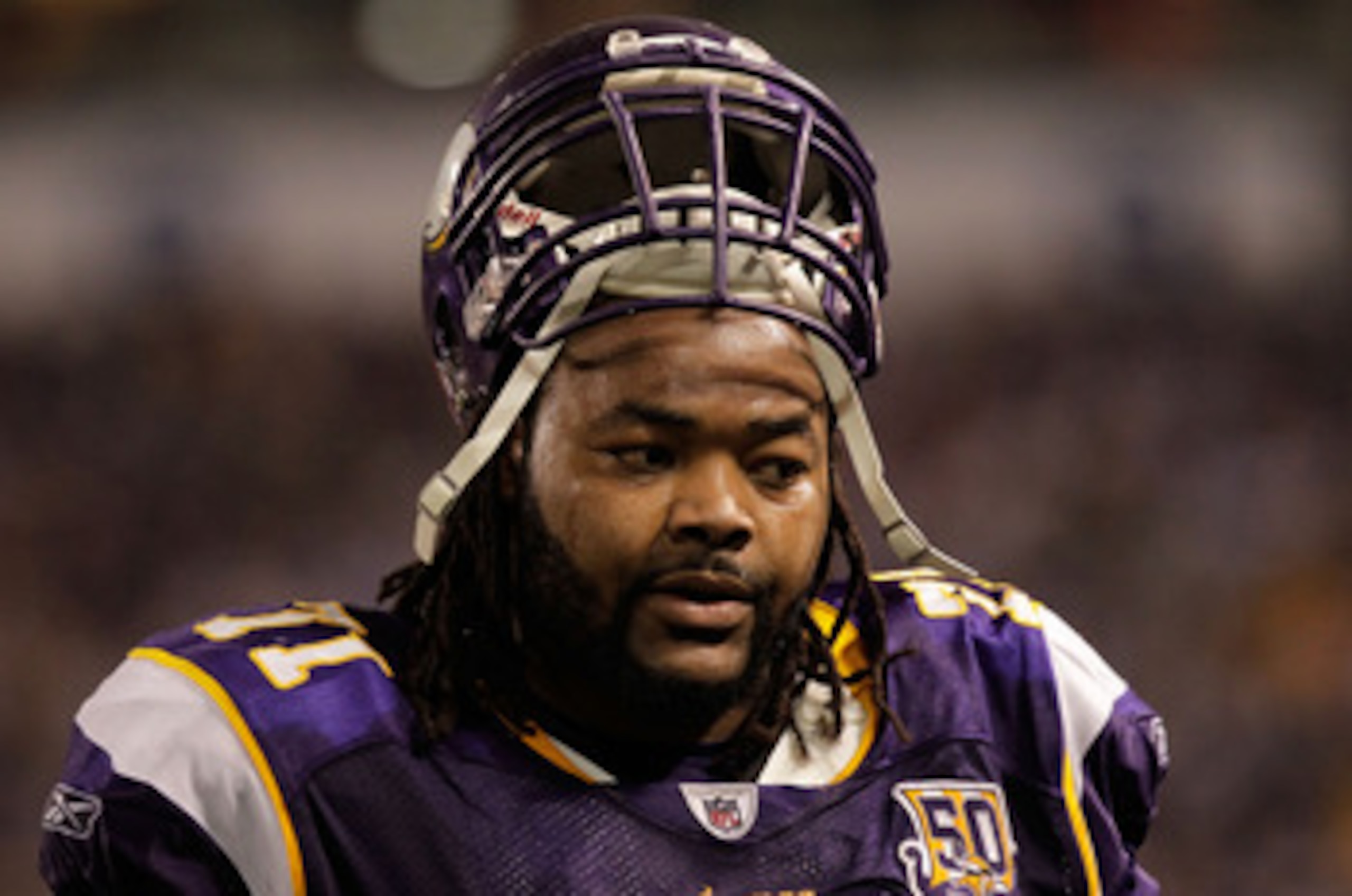 MINNEAPOLIS, MN - DECEMBER 05: Phil Loadholt #71 of the Minnesota Vikings on the sideline against the Buffalo Bills at the Mall of America Field at the Hubert H. Humphrey Metrodome on December 5, 2010 in Minneapolis, Minnesota.  (Photo by Nick Laham/Getty