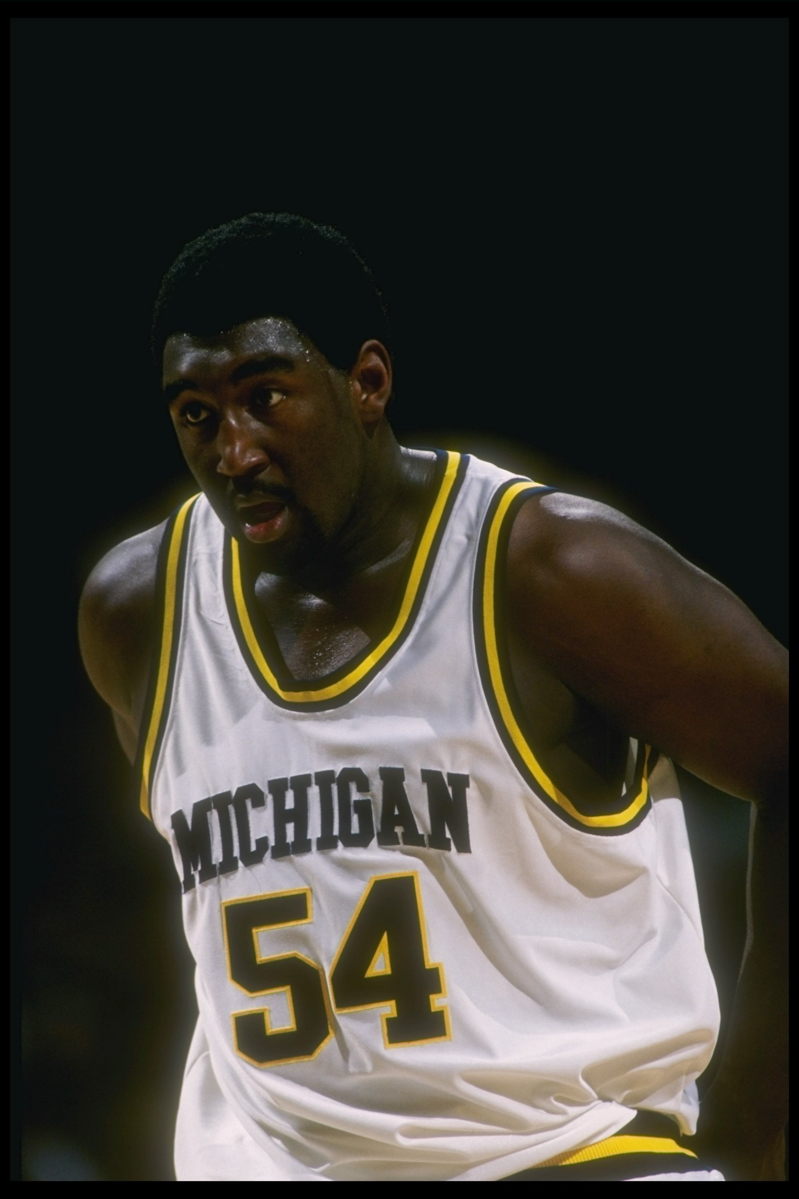 21 Dec 1996:  Center Robert Traylor of the Michigan Wolverines looks on during a game against the Arizona Wildcats at The Palace in Auburn Hills, Michigan.  Michigan won the game in overtime, 73-71. Mandatory Credit: Julian Gonzalez  /Allsport