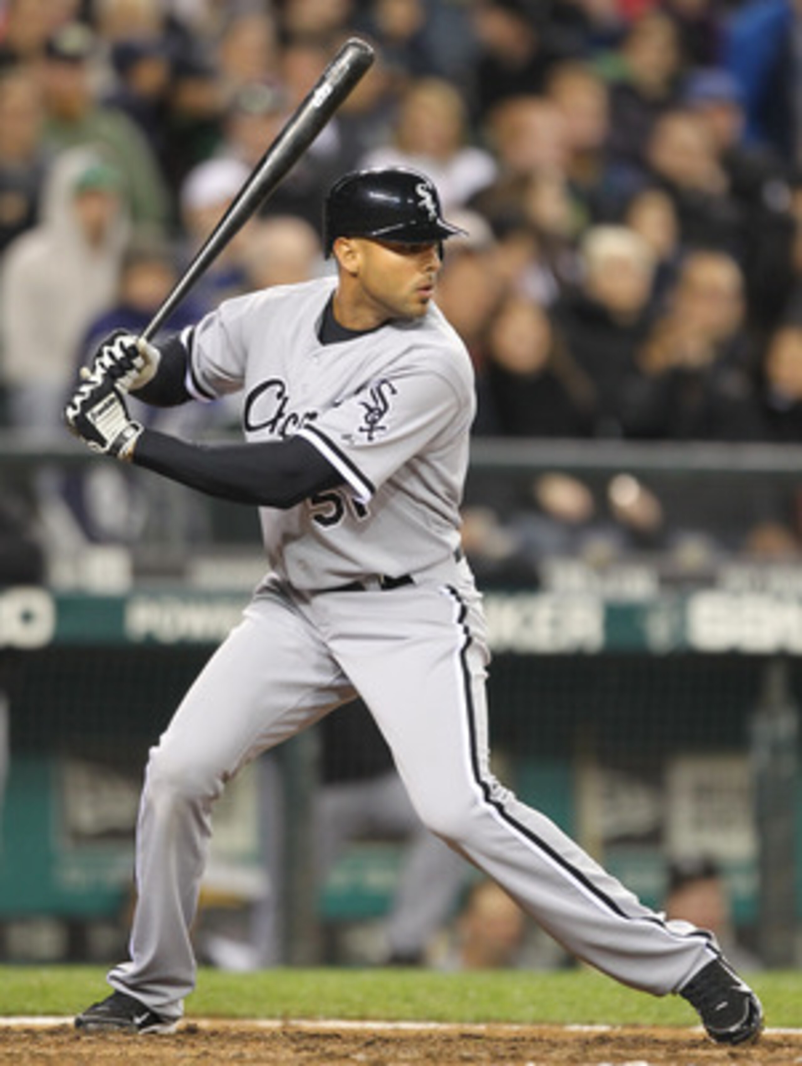 SEATTLE - MAY 06:  Alex Rios #51 of the Chicago White Sox bats against the Seattle Mariners at Safeco Field on May 6, 2011 in Seattle, Washington. The Mariners won 3-2. (Photo by Otto Greule Jr/Getty Images)
