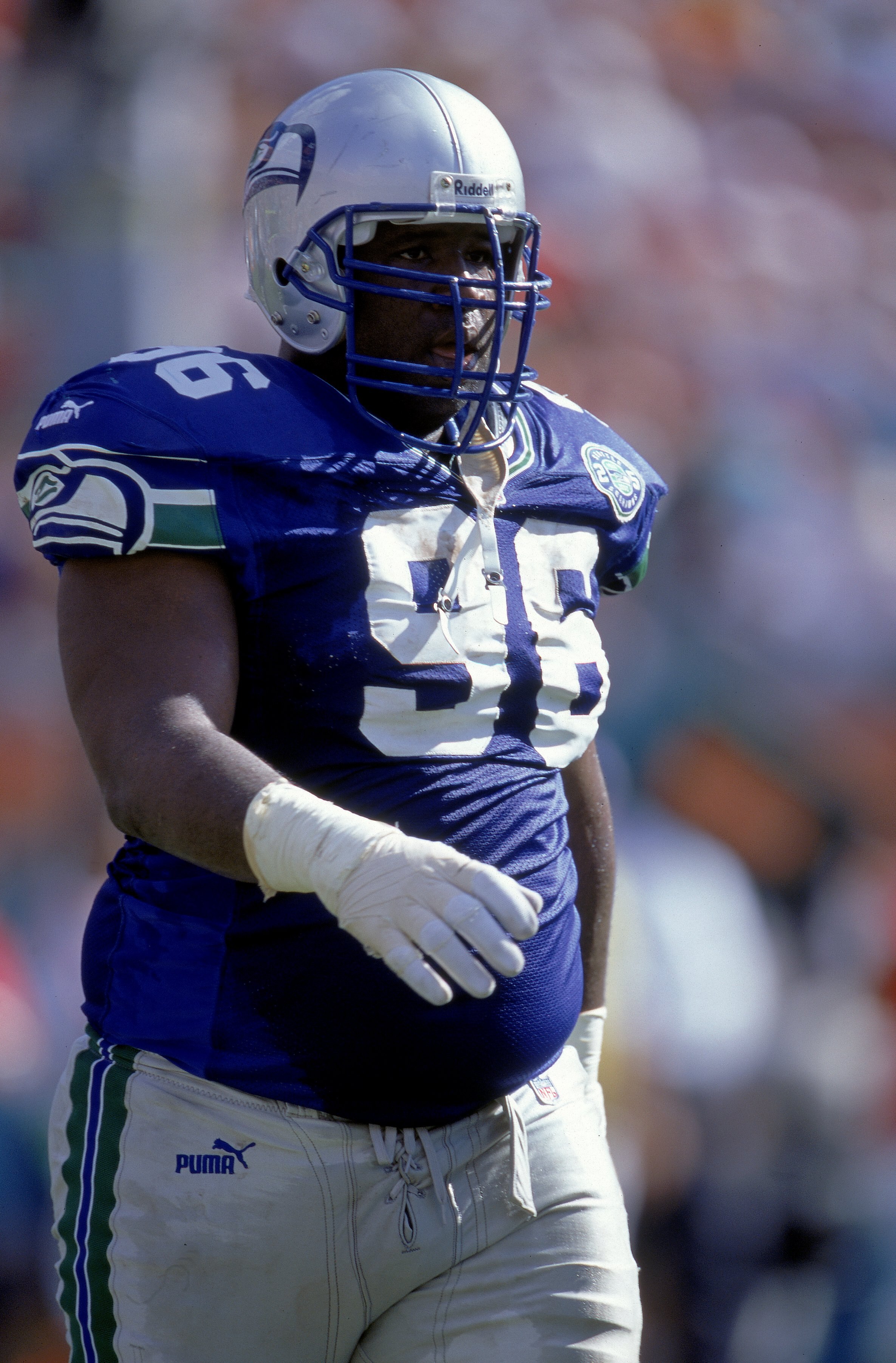 3 Sep 2000:  Cortez Kennedy #96 of the Seattle Seahawks walks on the field during the game against the Miami Dolphins at the Pro Players Stadium in Miami, Florida. The Dolphins defeated the Seahawks 23-0.Mandatory Credit: Andy Lyons  /Allsport