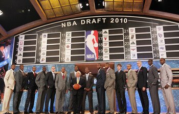 NEW YORK - JUNE 24:  NBA Draft prospects stand with NBA Commisioner David Stern prior to the NBA Draft at Madison Square Garden on June 24, 2010 in New York City. NOTE TO USER: User expressly acknowledges and agrees that, by downloading and or using this