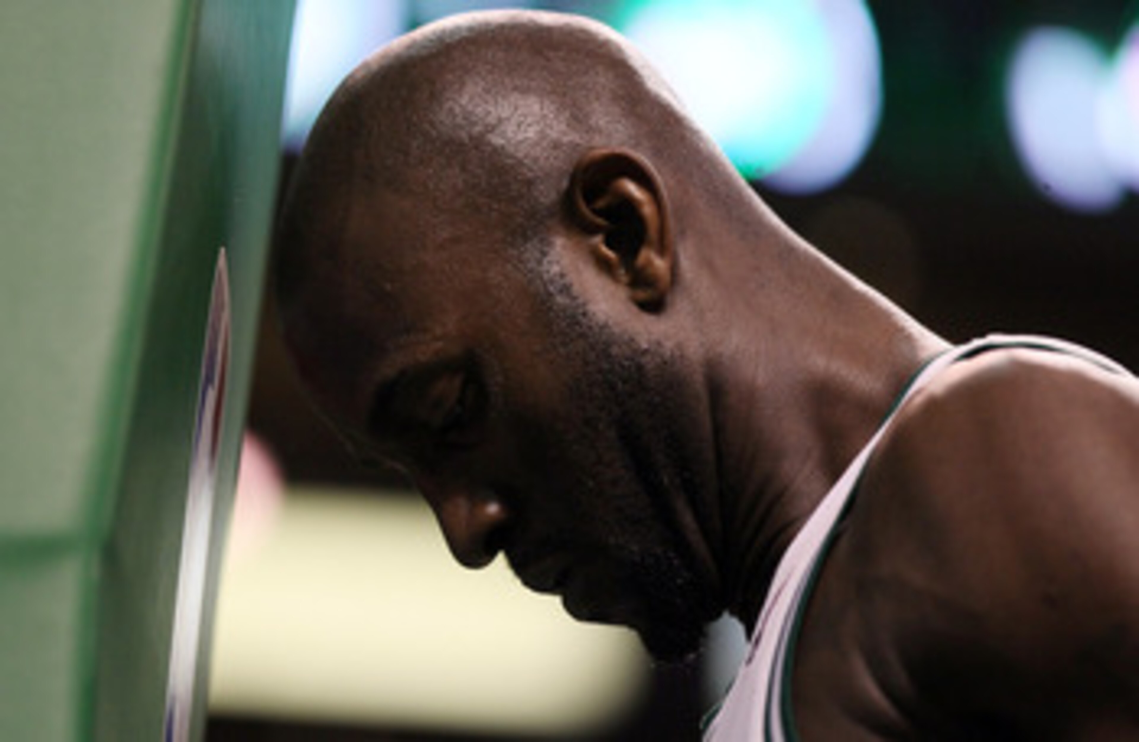 BOSTON, MA - MAY 07: Kevin Garnett #5 of the Boston Celtics gets ready before Game Three of the Eastern Conference Semifinals in the 2011 NBA Playoffs on May 7, 2011 at the TD Garden in Boston, Massachusetts.  NOTE TO USER: User expressly acknowledges and