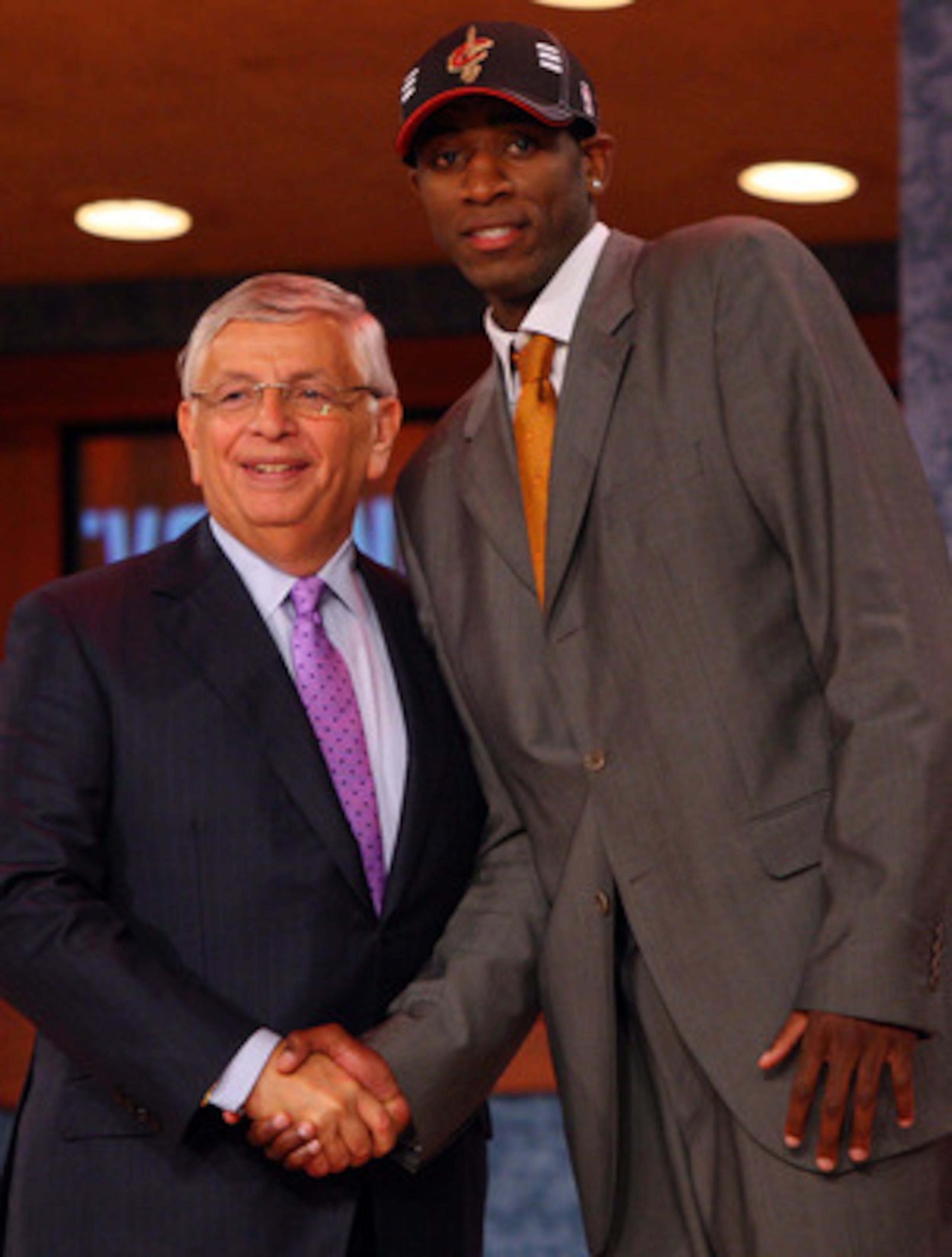 NEW YORK - JUNE 25:  NBA Commissioner David Stern poses for a photograph with the 30th overall draft pick by the Cleveland Cavaliers,  Christian Eyenga during the 2009 NBA Draft at the Wamu Theatre at Madison Square Garden June 25, 2009 in New York City.