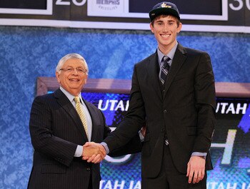 NEW YORK - JUNE 24:  Gordon Hayward stands with NBA Commisioner David Stern after being drafted ninth by  The Utah Jazz at Madison Square Garden on June 24, 2010 in New York City.  NOTE TO USER: User expressly acknowledges and agrees that, by downloading