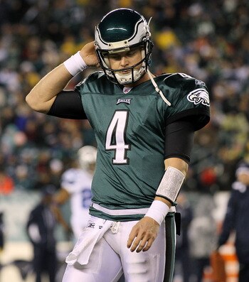 PHILADELPHIA, PA - JANUARY 02:  Kevin Kolb #4 of the Philadelphia Eagles looks on against the Dallas Cowboys on January 2, 2011 at Lincoln Financial Field in Philadelphia, Pennsylvania.  (Photo by Jim McIsaac/Getty Images)