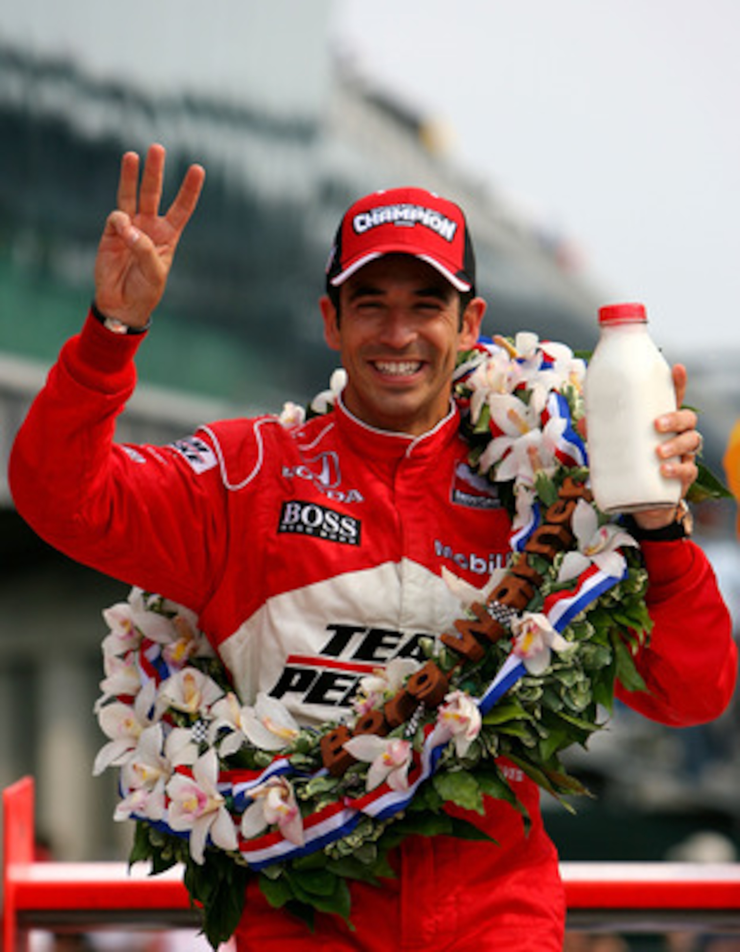 INDIANAPOLIS - MAY 24:  Helio Castroneves, driver of the #3 Team Penske Dallara Honda, celebrates in victory lane after winning the IRL IndyCar Series 93rd running of the Indianapolis 500 on May 24, 2009 at the Indianapolis Motor Speedway in Indianapolis,