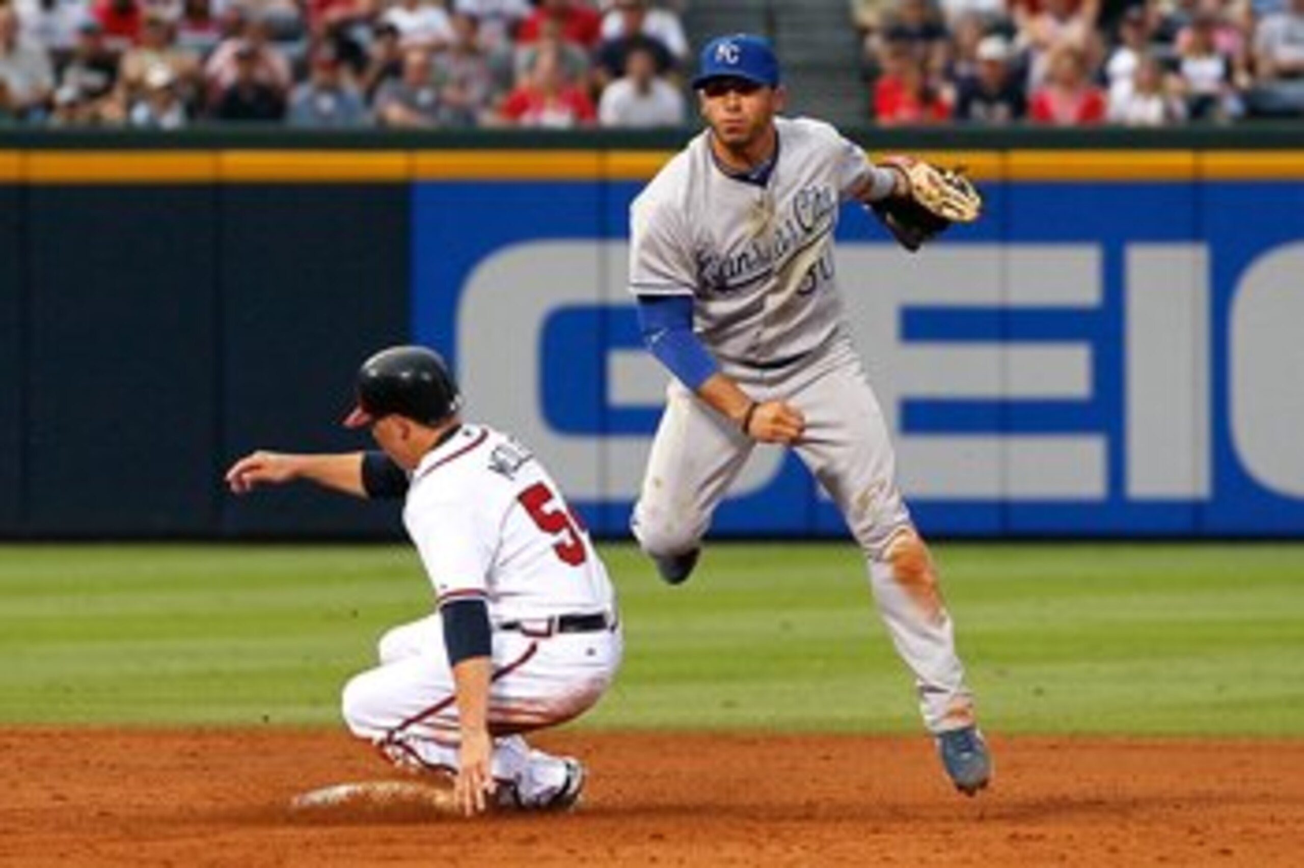ATLANTA - JUNE 19:  Mike Aviles #30 of the Kansas City Royals against Kris Medlen #54 the Atlanta Braves at Turner Field on June 19, 2010 in Atlanta, Georgia.  (Photo by Kevin C. Cox/Getty Images)