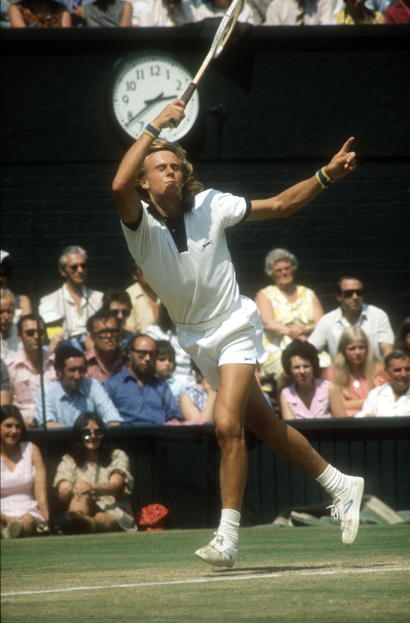 JUL 1975:  A PICTURE SHOWING BJORN BORG OF SWEDEN IN ACTION DURING THE WIMBLEDON TENNIS TOURNAMENT  Mandatory Credit: Tony Duffy/ALLSPORT