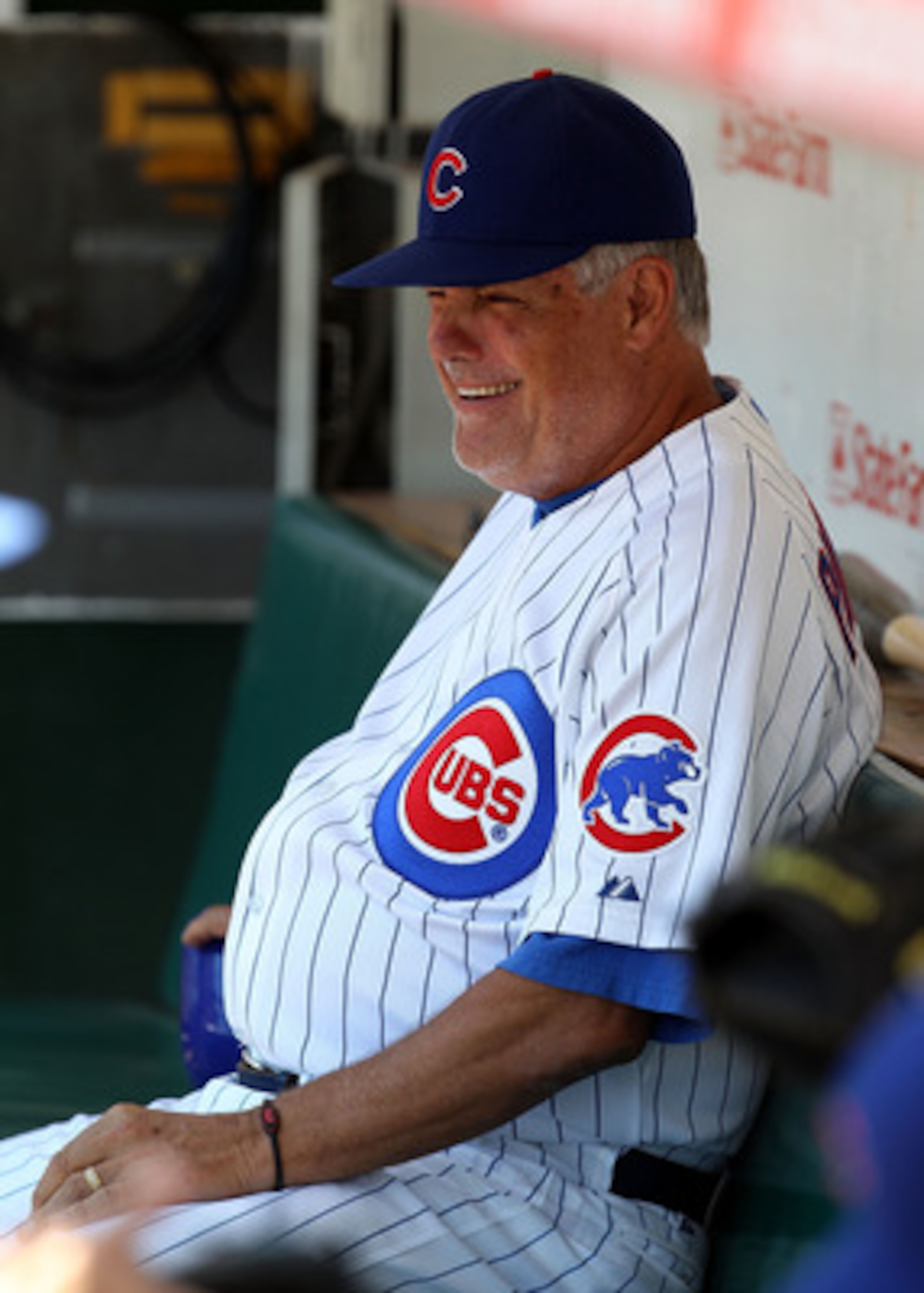 CHICAGO - JULY 21: Manager Lou Piniella #41 of the Chicago Cubs sits in the dugout before a game against the Houston Astros at Wrigley Field on July 21, 2010 in Chicago, Illinois. (Photo by Jonathan Daniel/Getty Images)