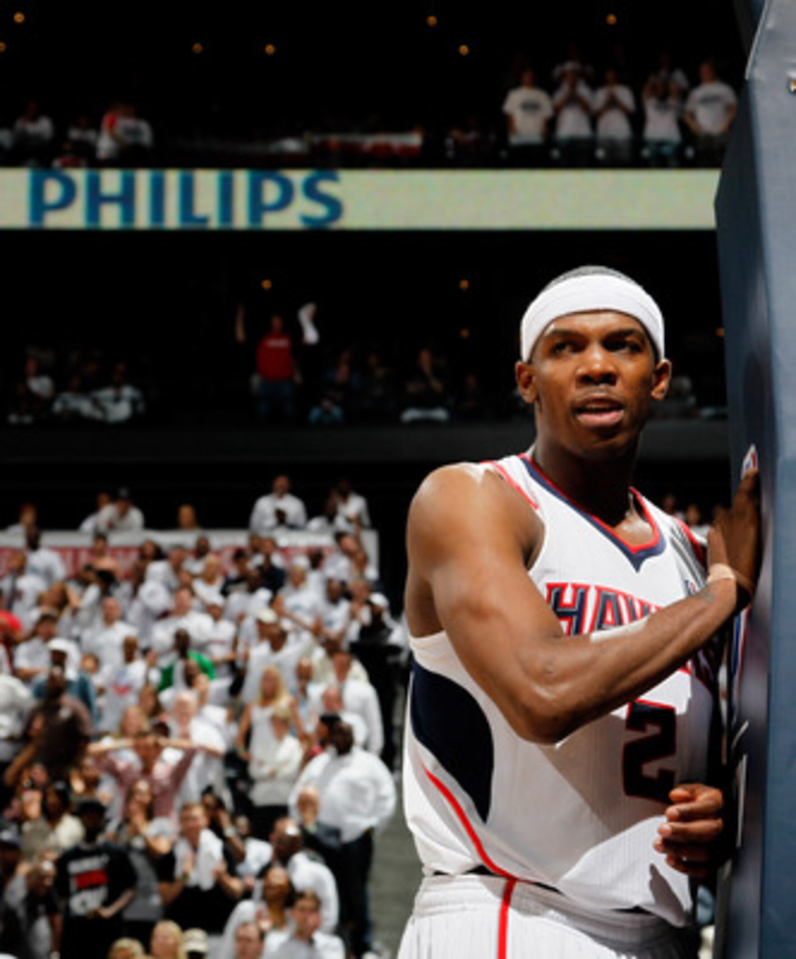 ATLANTA, GA - APRIL 22:  Joe Johnson #2 of the Atlanta Hawks against the Orlando Magic during Game Three of the Eastern Conference Quarterfinals in the 2011 NBA Playoffs at Philips Arena on April 22, 2011 in Atlanta, Georgia.  NOTE TO USER: User expressly