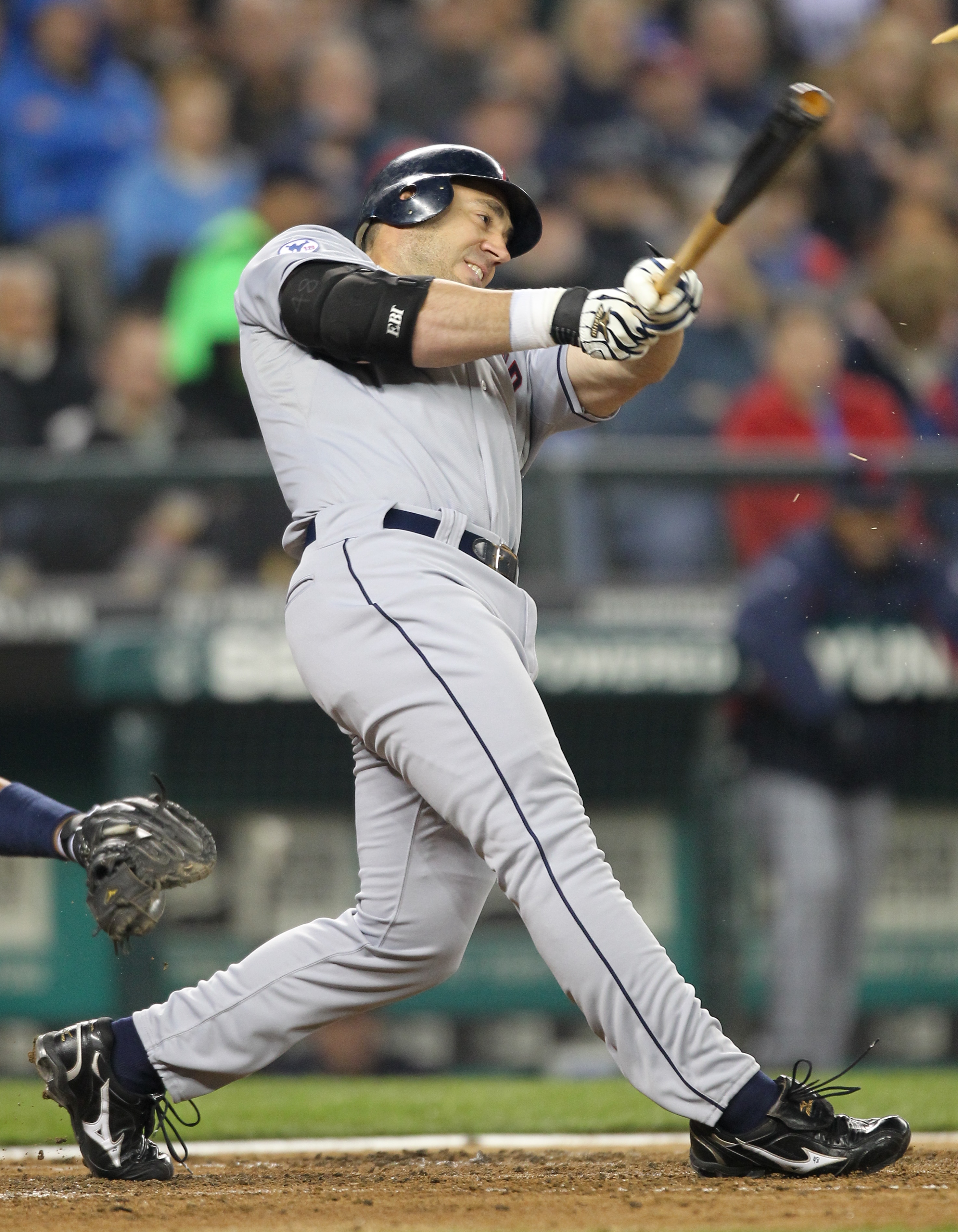 SEATTLE, WA - APRIL 08:  Travis Hafner #48 of the Cleveland Indians singles against the Seattle Mariners during the Mariners' home opener at Safeco Field on April 8, 2011 in Seattle, Washington. (Photo by Otto Greule Jr/Getty Images)