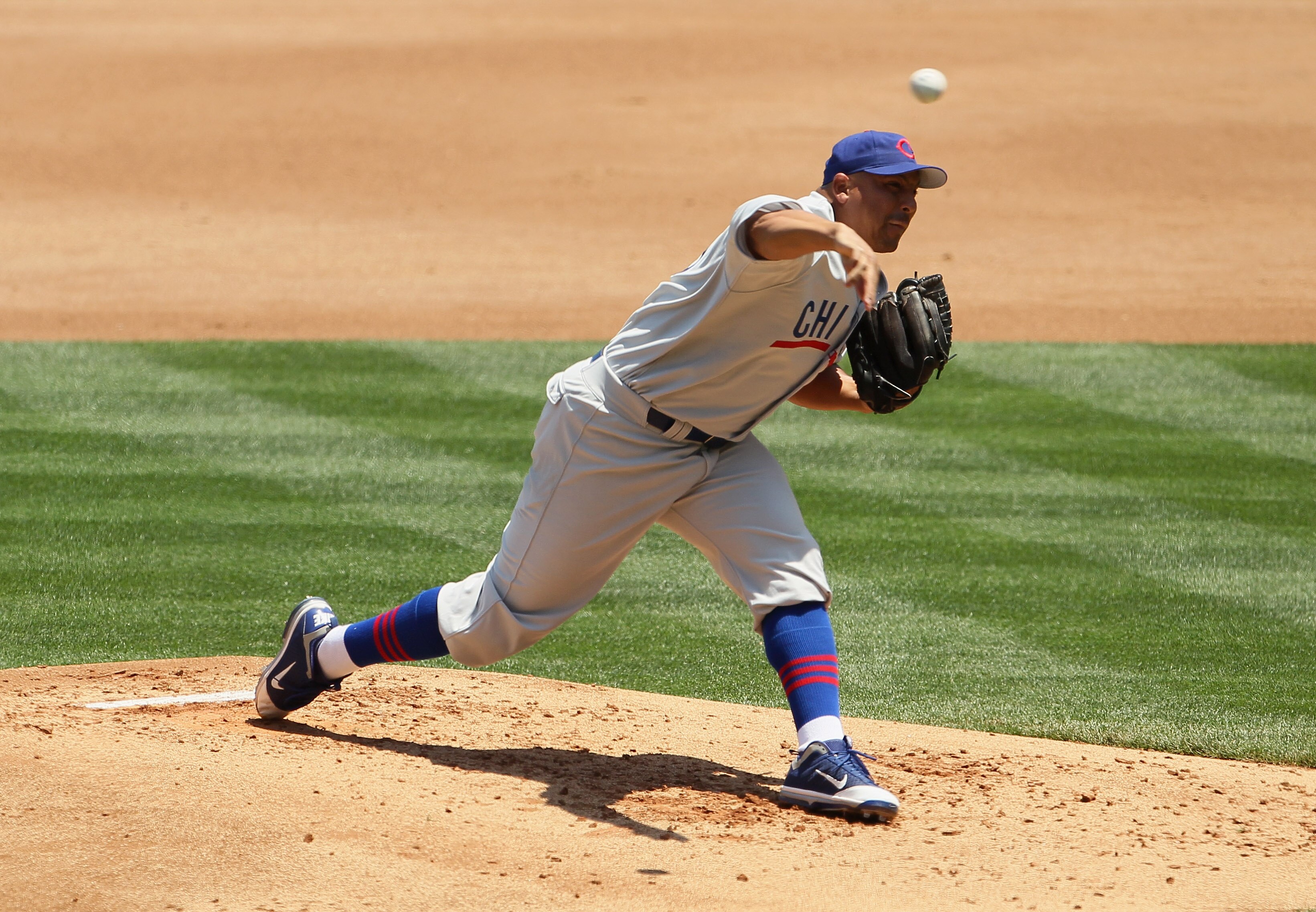 LOS ANGELES, CA - MAY 04:  Carlos Zambrano #38 of the Chicago Cubs pitches against the Los Angeles Dodgers at Dodger Stadium on May 4, 2011 in Los Angeles, California.  (Photo by Jeff Gross/Getty Images)