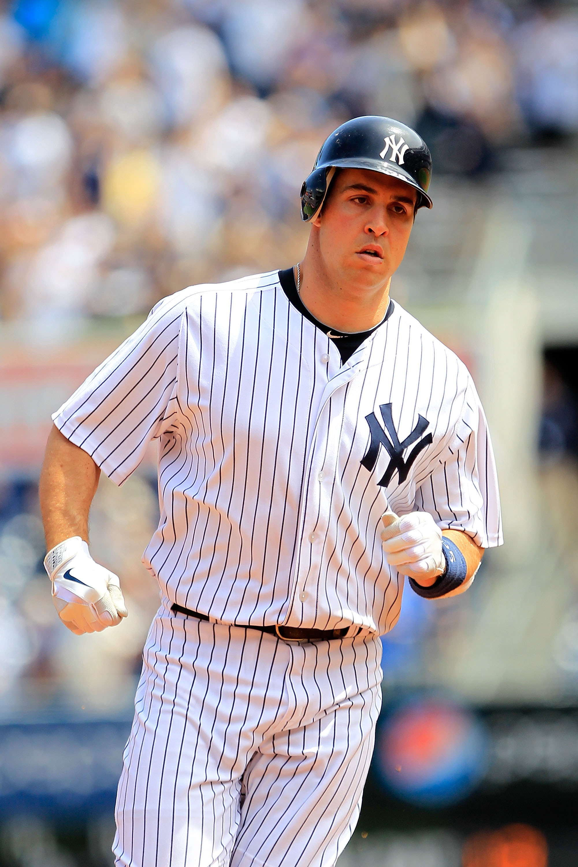 NEW YORK, NY - MAY 01:  Mark Teixeira #25 of the New York Yankees runs the bases following his home run in the first inning against the Toronto Blue Jays at Yankee Stadium on May 1, 2011 in the Bronx borough of New York City.  (Photo by Chris Trotman/Gett