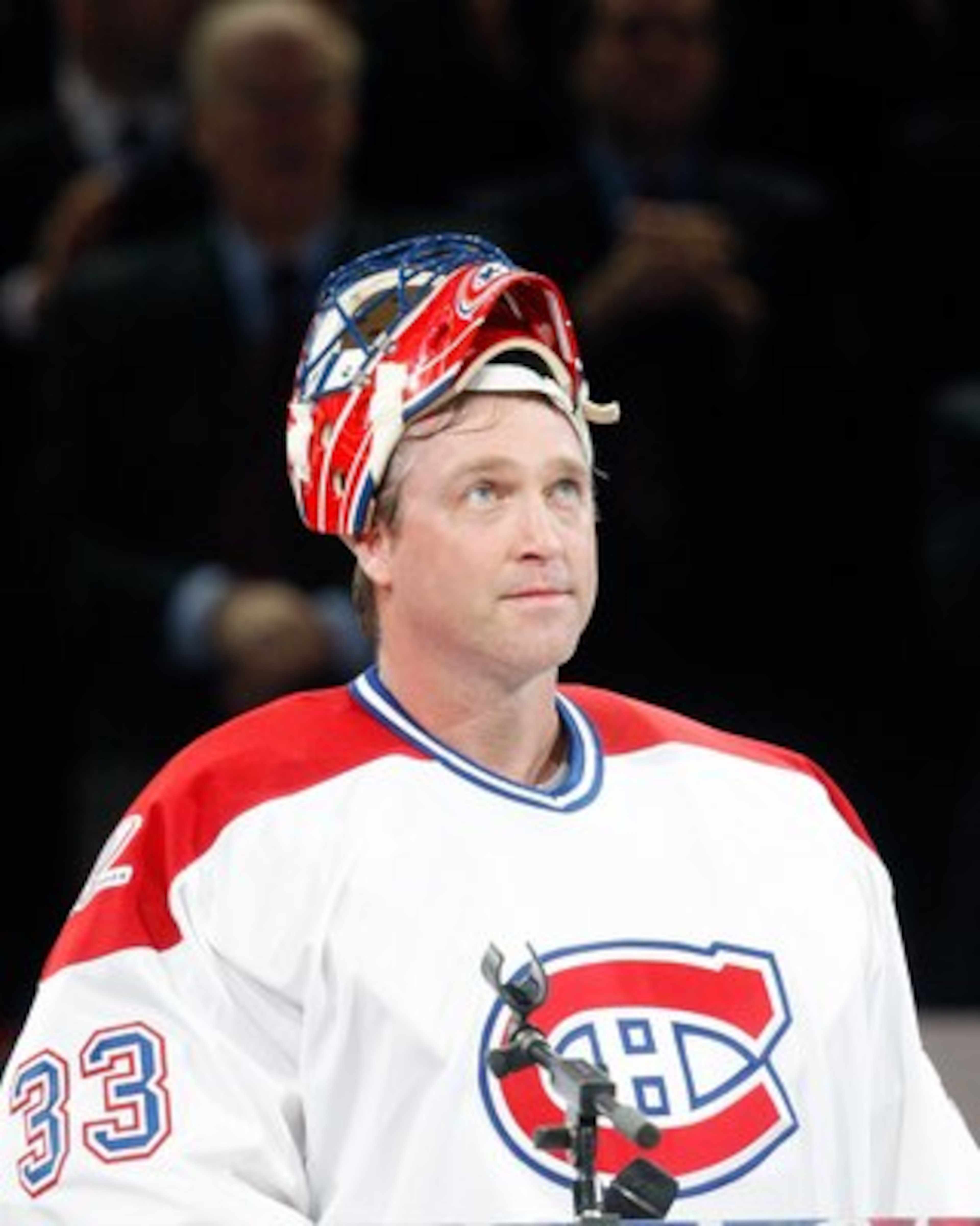 MONTREAL- DECEMBER 4:  Former Montreal Canadien Patrick Roy is introduced during the Centennial Celebration ceremonies prior to the NHL game between the Montreal Canadiens and Boston Bruins on December 4, 2009 at the Bell Centre in Montreal, Quebec, Canad