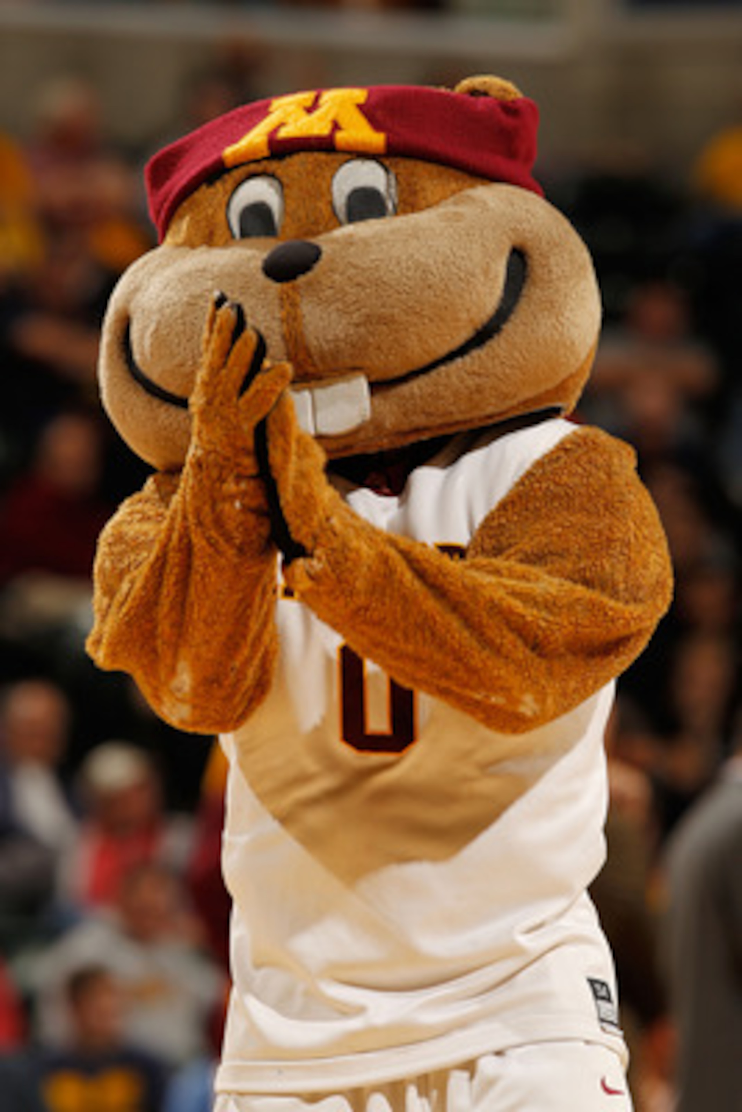 INDIANAPOLIS - MARCH 11:  Goldy Gopher, mascot of the Minnesota Golden Gophers performs during the game against the Penn State Nittany Lion in the first round of the Big Ten Men's Basketball Tournament at Conseco Fieldhouse on March 11, 2010 in Indianapol