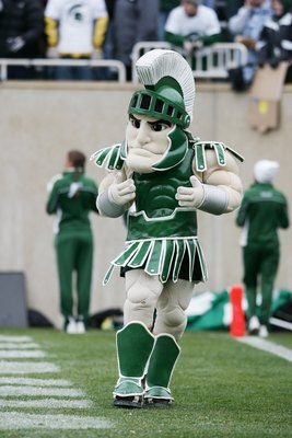 EAST LANSING, MI - NOVEMBER 11: The Michigan State Spartans mascot Sparty stands on the field during the game against the Minnesota Golden Gophers at Spartan Stadium on November 11, 2006 in East Lansing, Michigan. Minnesota won 31-18. (Photo by Harry How EAST LANSING, MI - NOVEMBER 11: The Michigan State Spartans mascot Sparty stands on the field during the game against the Minnesota Golden Gophers at Spartan Stadium on November 11, 2006 in East Lansing, Michigan. Minnesota won 31-18. (Photo by Harry How