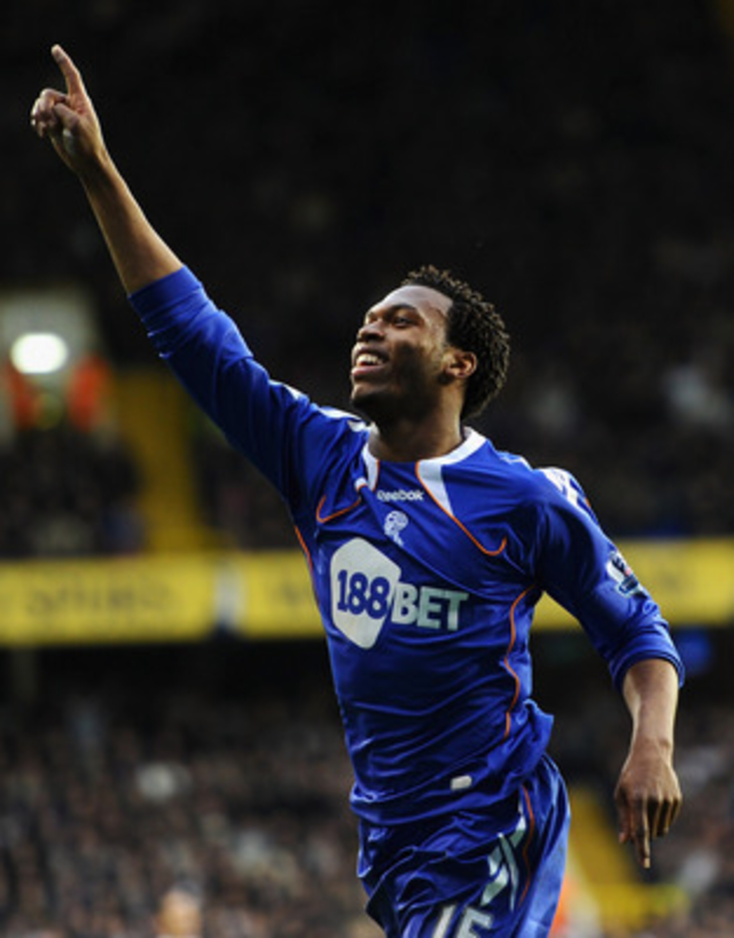 LONDON, ENGLAND - FEBRUARY 05:  Daniel Sturridge of Bolton Wanderers celebrates scoring the equalising goal during the Barclays Premier League match between Tottenham Hotspur and Bolton Wanderers at White Hart Lane on February 5, 2011 in London, England. 