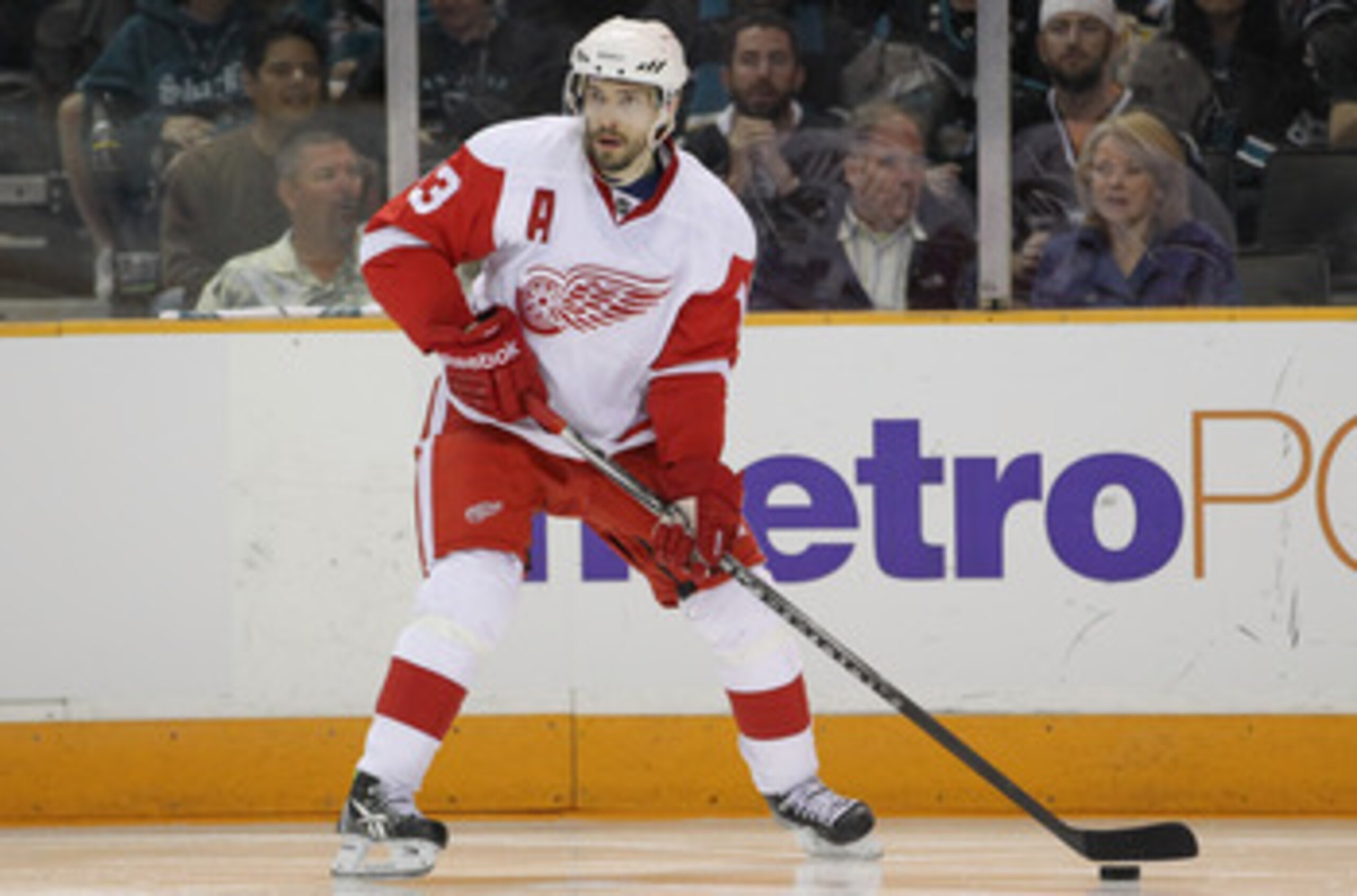 SAN JOSE, CA - MAY 01:  Pavel Datsyuk #13 of the Detroit Red Wings in action against the San Jose Sharks in Game Two of the Western Conference Semifinals during the 2011 NHL Stanley Cup Playoffs at HP Pavilion on May 1, 2011 in San Jose, California.  (Pho
