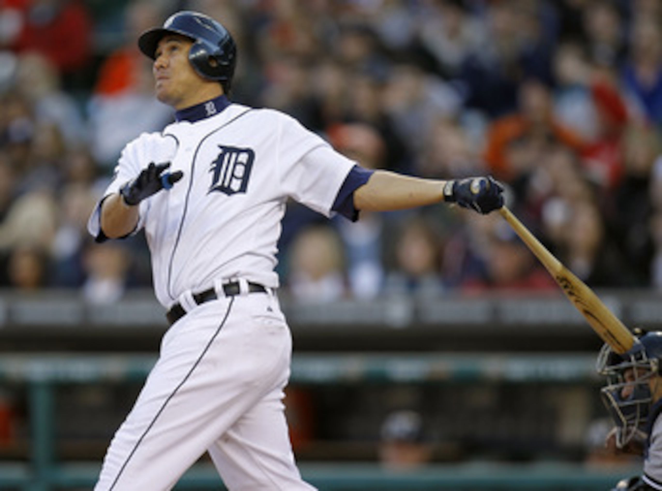 DETROIT, MI - MAY 04: Magglio Ordonez #30 of the Detroit Tigers hits a third inning home run while playing the New York Yankees at Comerica Park on May 4, 2011 in Detroit, Michigan. (Photo by Gregory Shamus/Getty Images)