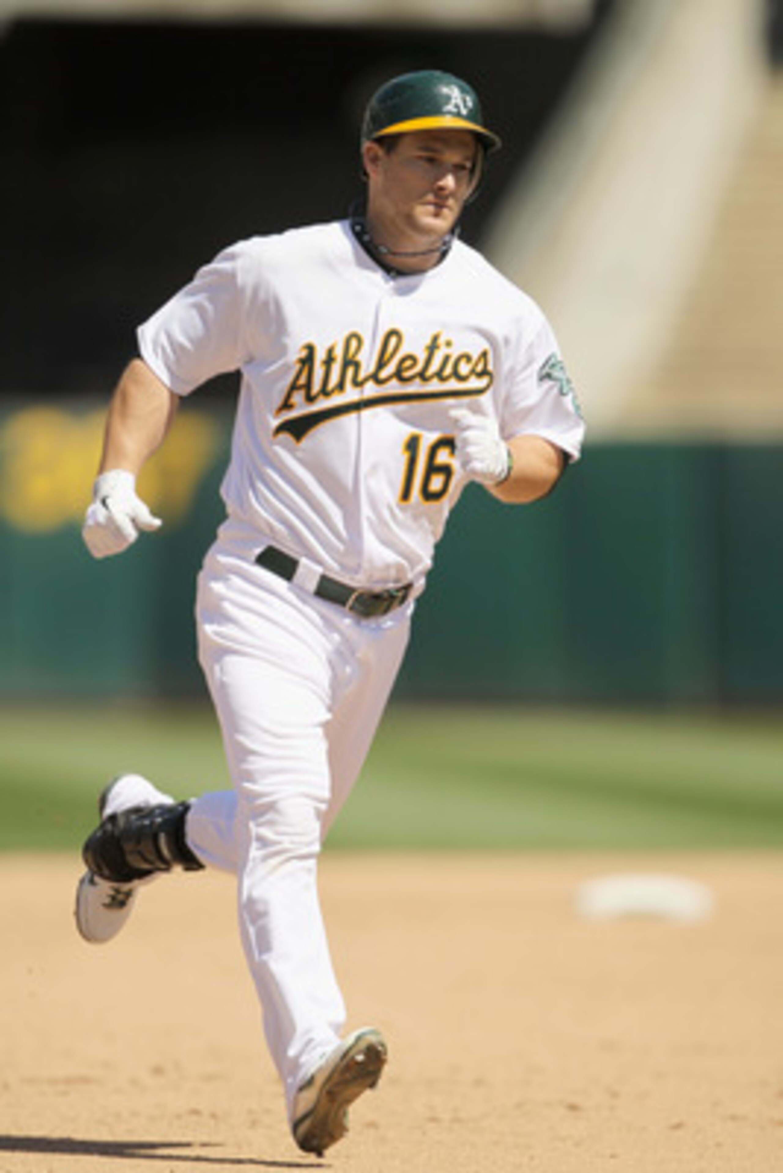 OAKLAND, CA - MAY 02:  Josh Willingham #16 of the Oakland Athletics rounds the bases after hitting a home run in the eighth inning to tie their game against the Texas Rangers at Oakland-Alameda County Coliseum on May 2, 2011 in Oakland, California.  (Phot