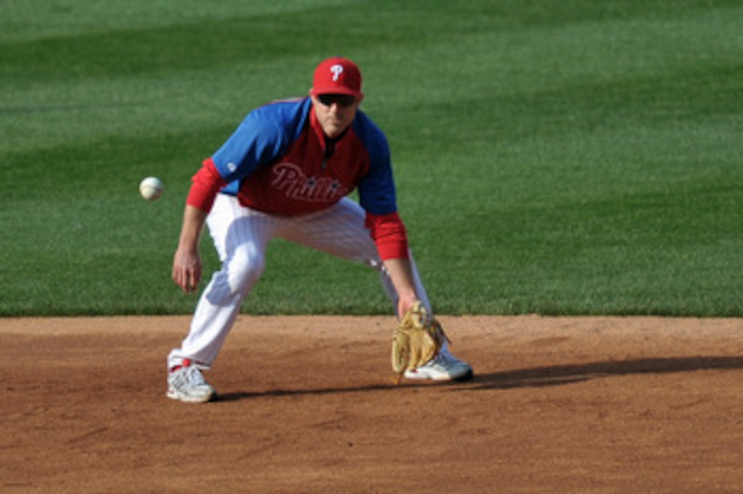PHILADELPHIA, PA - APRIL 15: Chase Utley #26 of the Philadelphia Phillies warms up before the game against the Florida Marlins at Citizens Bank Park on April 15, 2011 in Philadelphia, Pennsylvania. (Photo by Drew Hallowell/Getty Images)