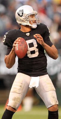 OAKLAND, CA - DECEMBER 19:  Jason Campbell #8 of the Oakland Raiders in action against the Denver Broncos at Oakland-Alameda County Coliseum on December 19, 2010 in Oakland, California.  (Photo by Ezra Shaw/Getty Images)