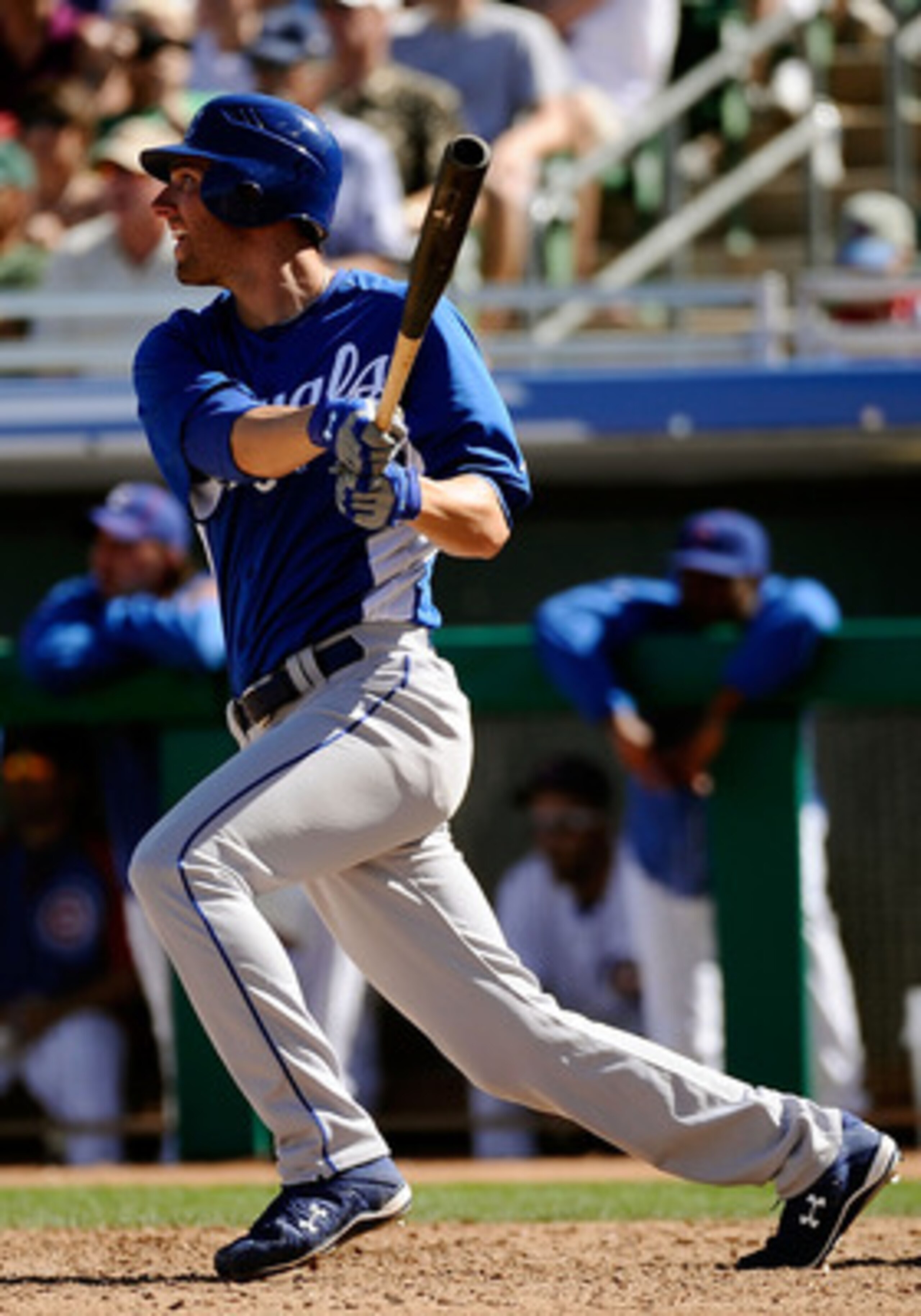 MESA, AZ - MARCH 09:  Jeff Francoeur #21 of the Kansas City Royals at bat against the Chicago Cubs during the spring training baseball game at HoHoKam Stadium on March 9, 2011 in Mesa, Arizona.  (Photo by Kevork Djansezian/Getty Images)