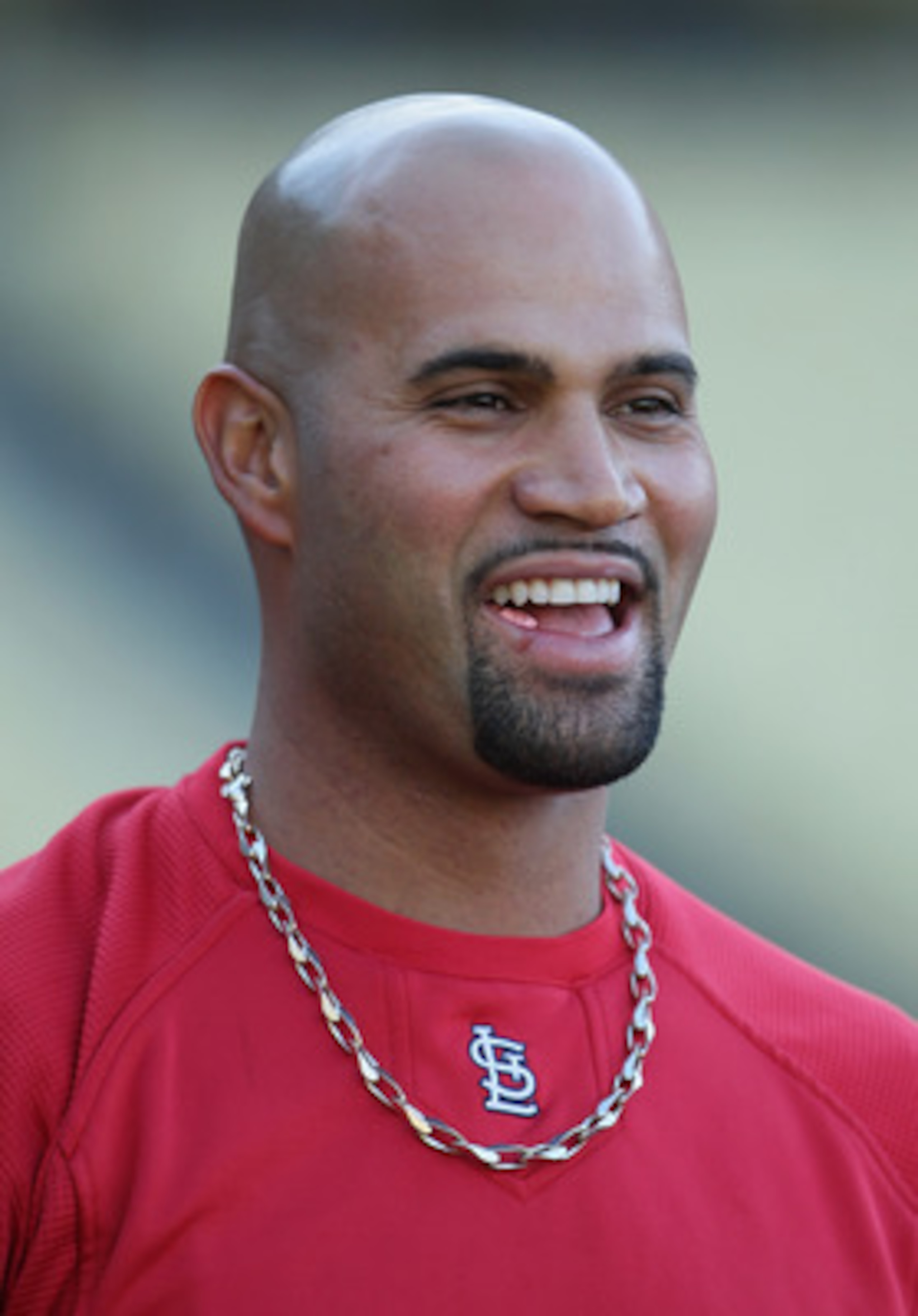 LOS ANGELES, CA - APRIL 16:  Albert Pujols #5 of the St Louis Cardinals looks on prior to the start of the game against the Los Angeles Dodgers at Dodger Stadium on April 16, 2011 in Los Angeles, California.  (Photo by Jeff Gross/Getty Images)