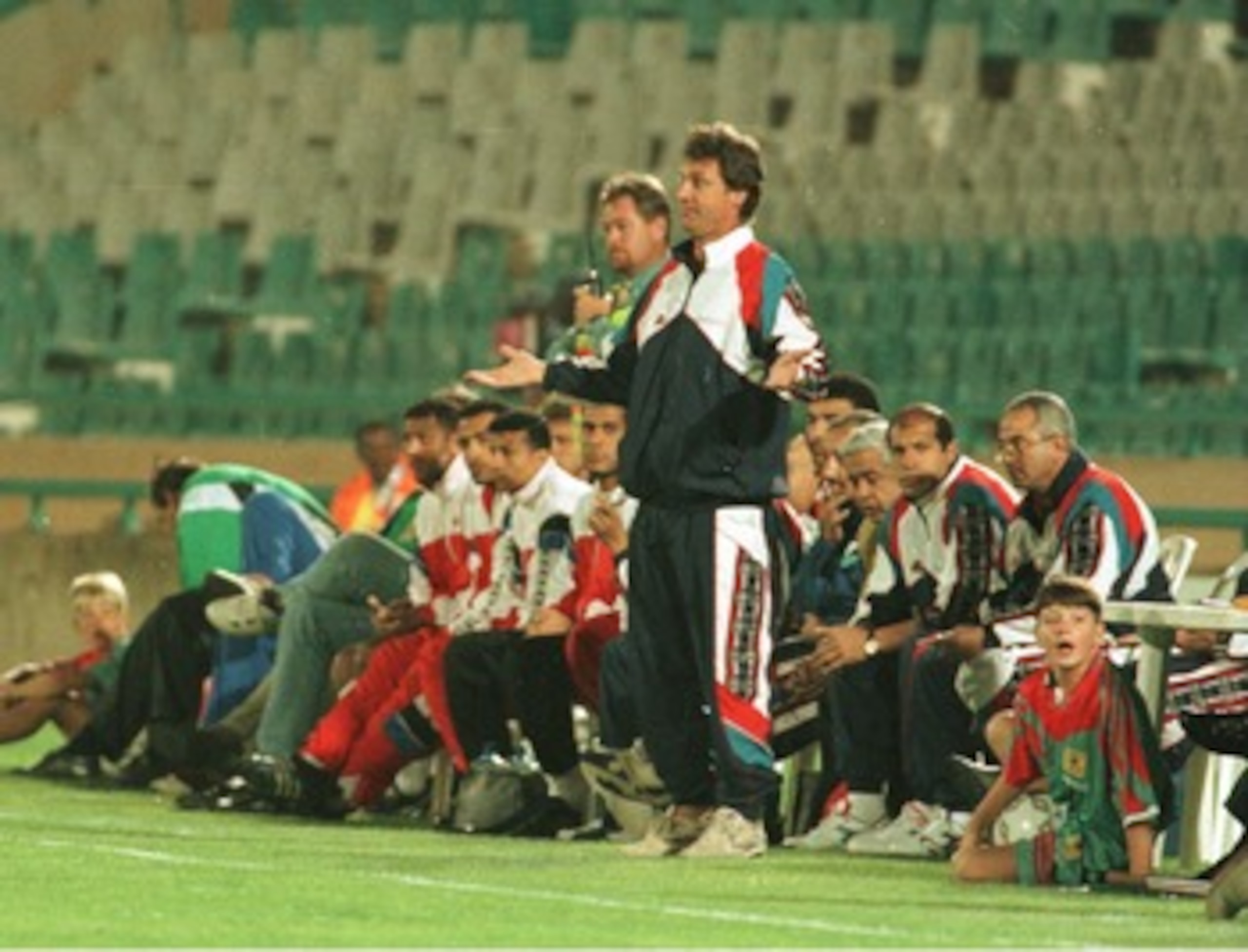 18 Jan 1996:  Manager of Egypt Ruud Krol of Holland gives out orders to his players during their 2-1 defeat by Cameroon in the African Nations Cup at the FNB Stadium in Johannesburg. Mandatory Credit: Gary M. Prior/ALLSPORT