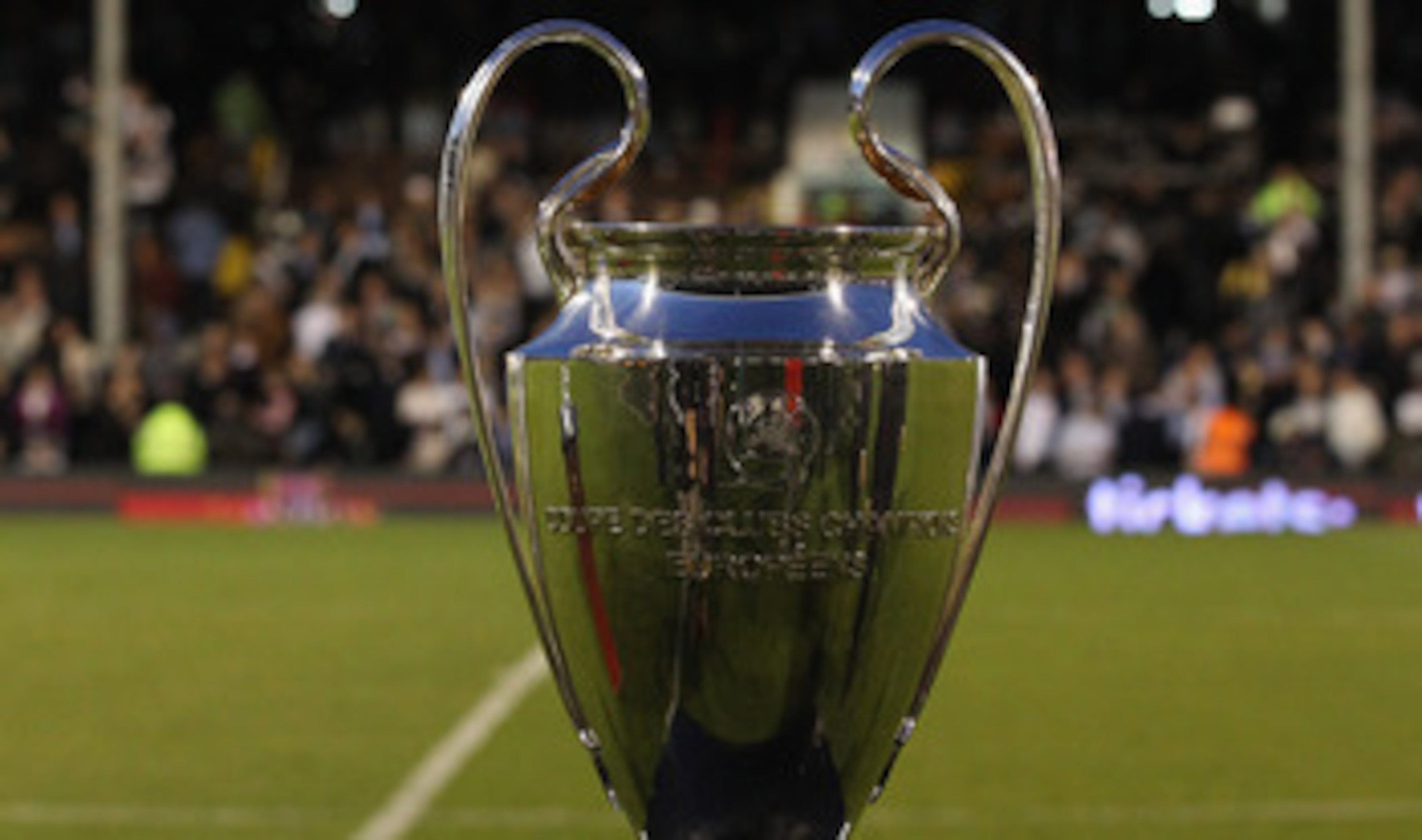 LONDON, ENGLAND - MAY 09:  The Champions League trophy is displayed as part of the UEFA Champions League Trophy Tour during the Barclays Premier League match between Fulham and Liverpool at Craven Cottage on May 9, 2011 in London, England.  (Photo by Scot